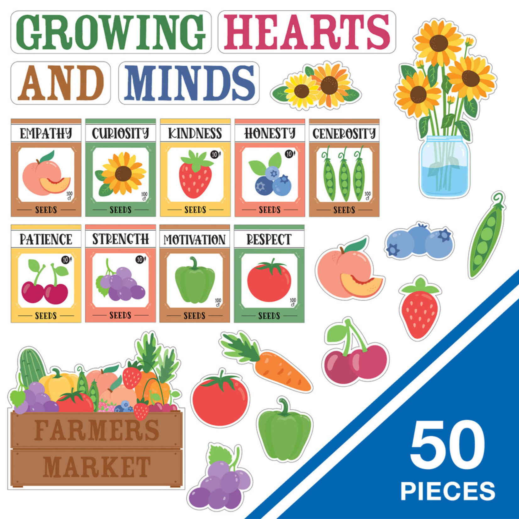 CARSON DELLOSA PUBLISHING CO Farmers Market Growing Hearts Growing Minds Bulletin Board Set