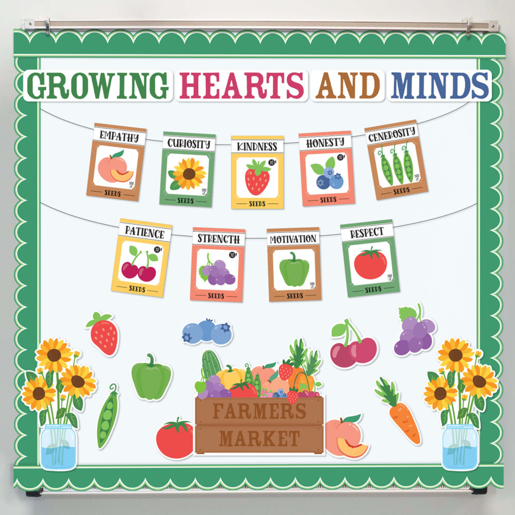 CARSON DELLOSA PUBLISHING CO Farmers Market Growing Hearts Growing Minds Bulletin Board Set