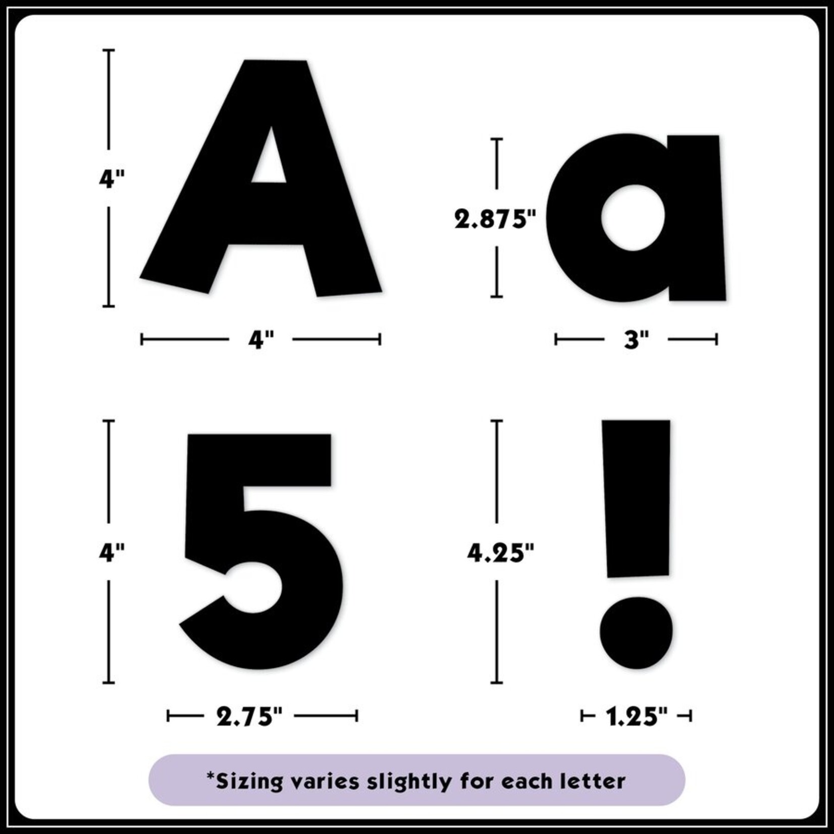 TEACHER CREATED RESOURCES Black 4" Everyday Letters Combo Pack