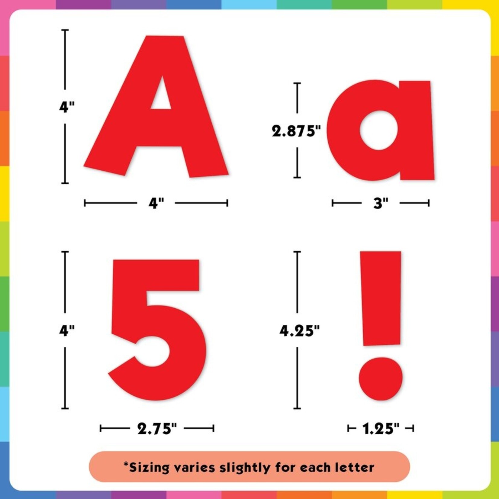 TEACHER CREATED RESOURCES Red 4" Everyday Letters Combo Pack