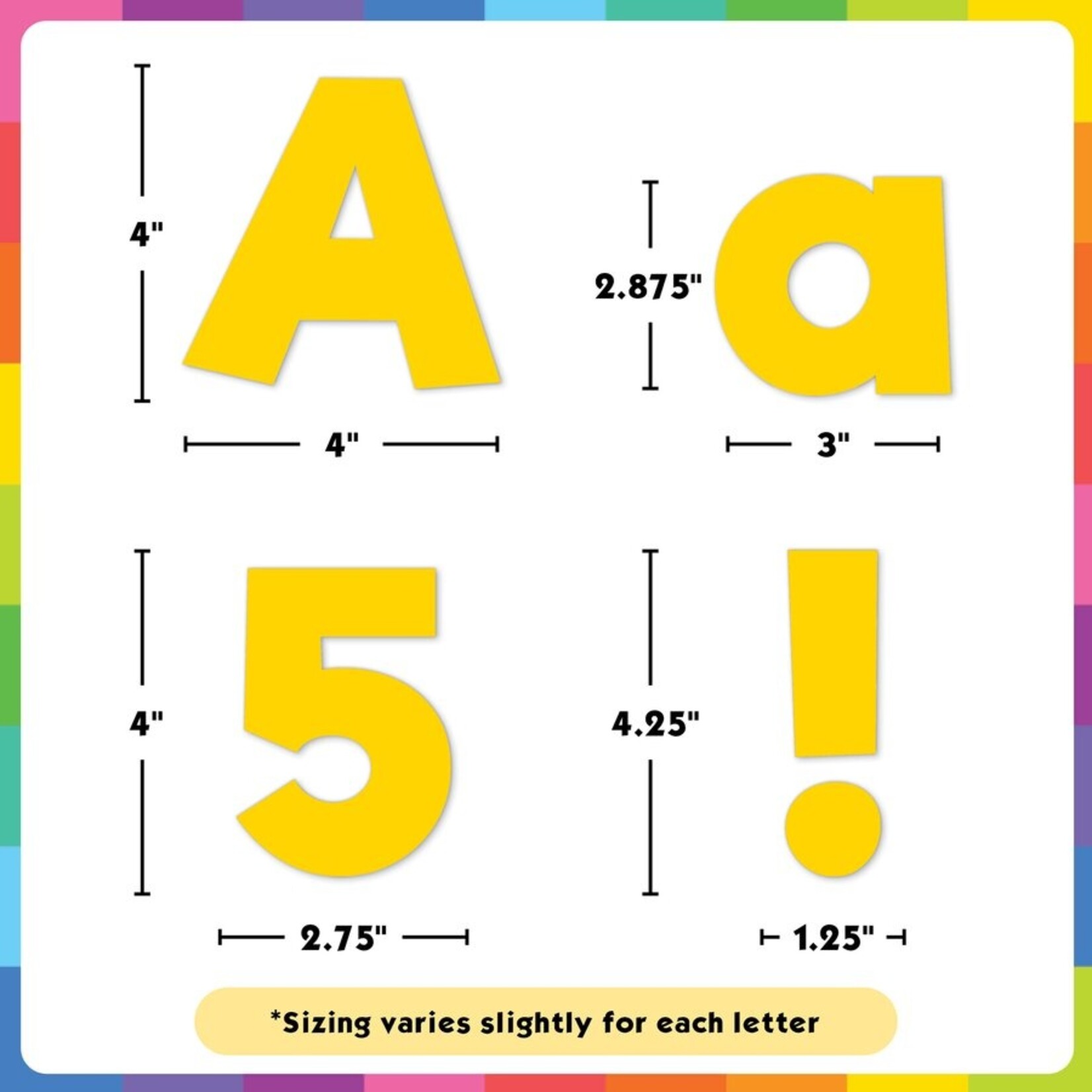 TEACHER CREATED RESOURCES Yellow Gold 4" Everyday Letters Combo Pack