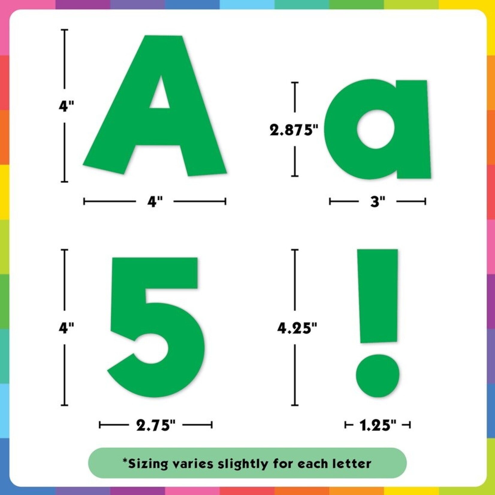 TEACHER CREATED RESOURCES Green 4" Everyday Letters Combo Pack