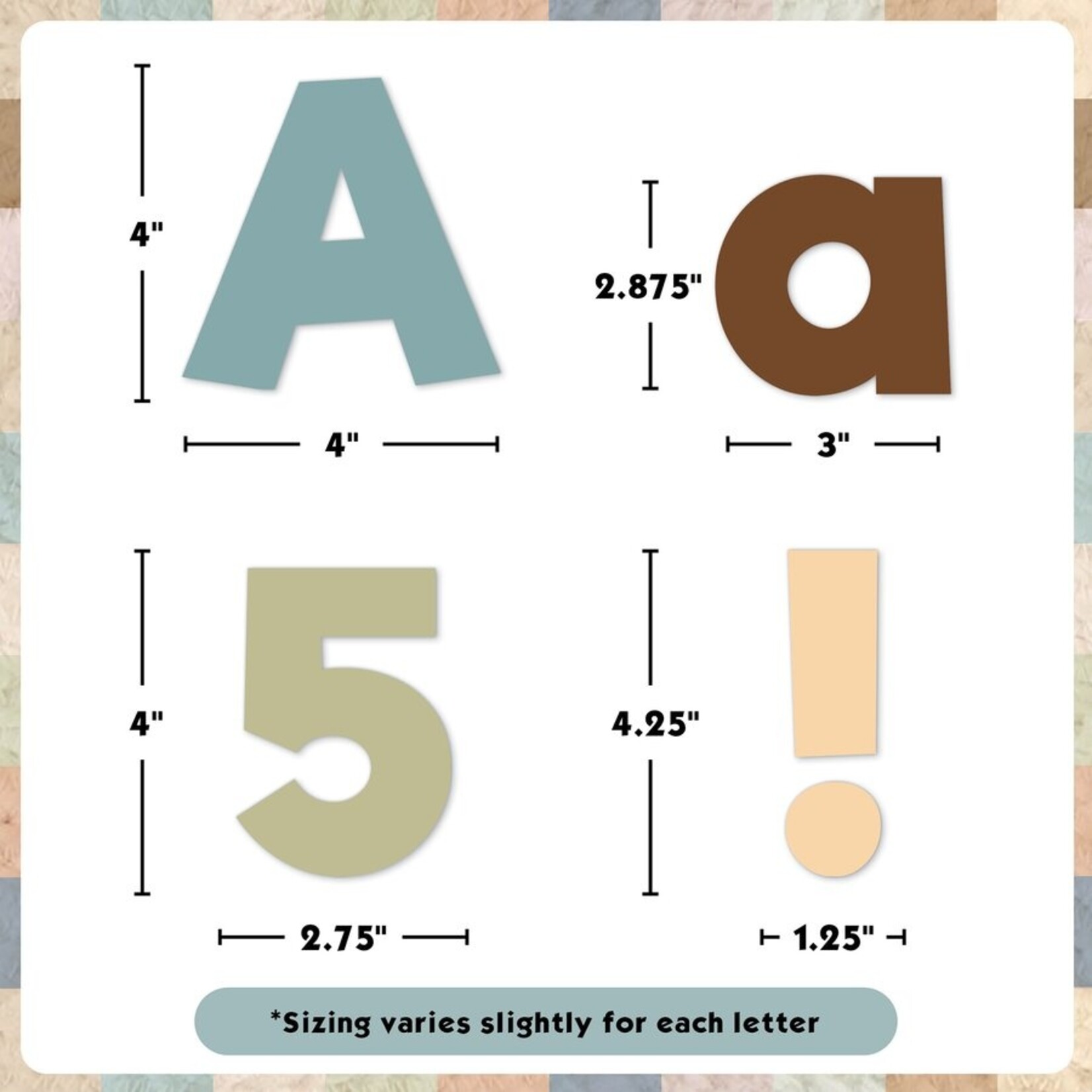 TEACHER CREATED RESOURCES Calming Colors 4" Everyday Letters Combo Pack