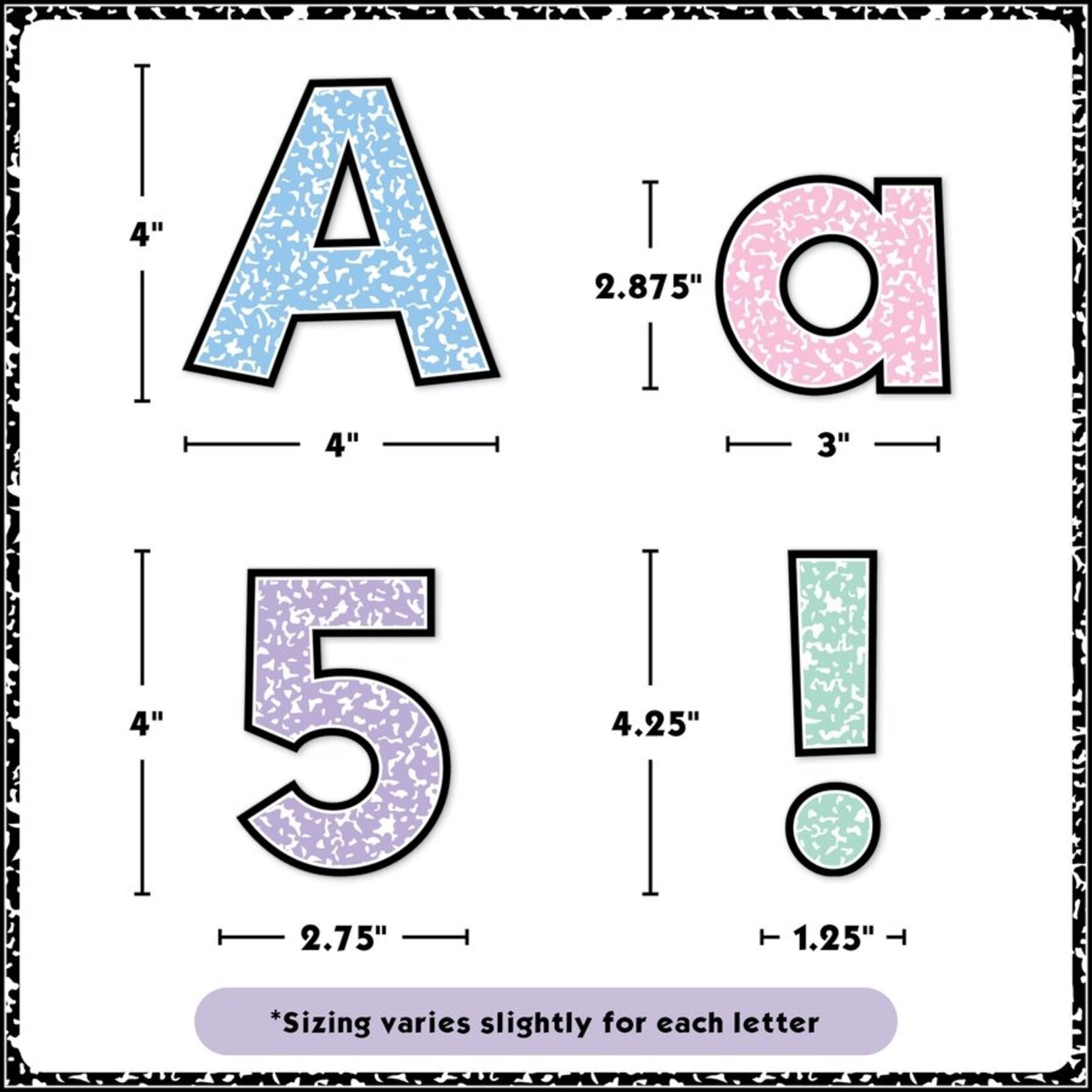 TEACHER CREATED RESOURCES Colorful Composition 4" Everyday Letters Combo Pack