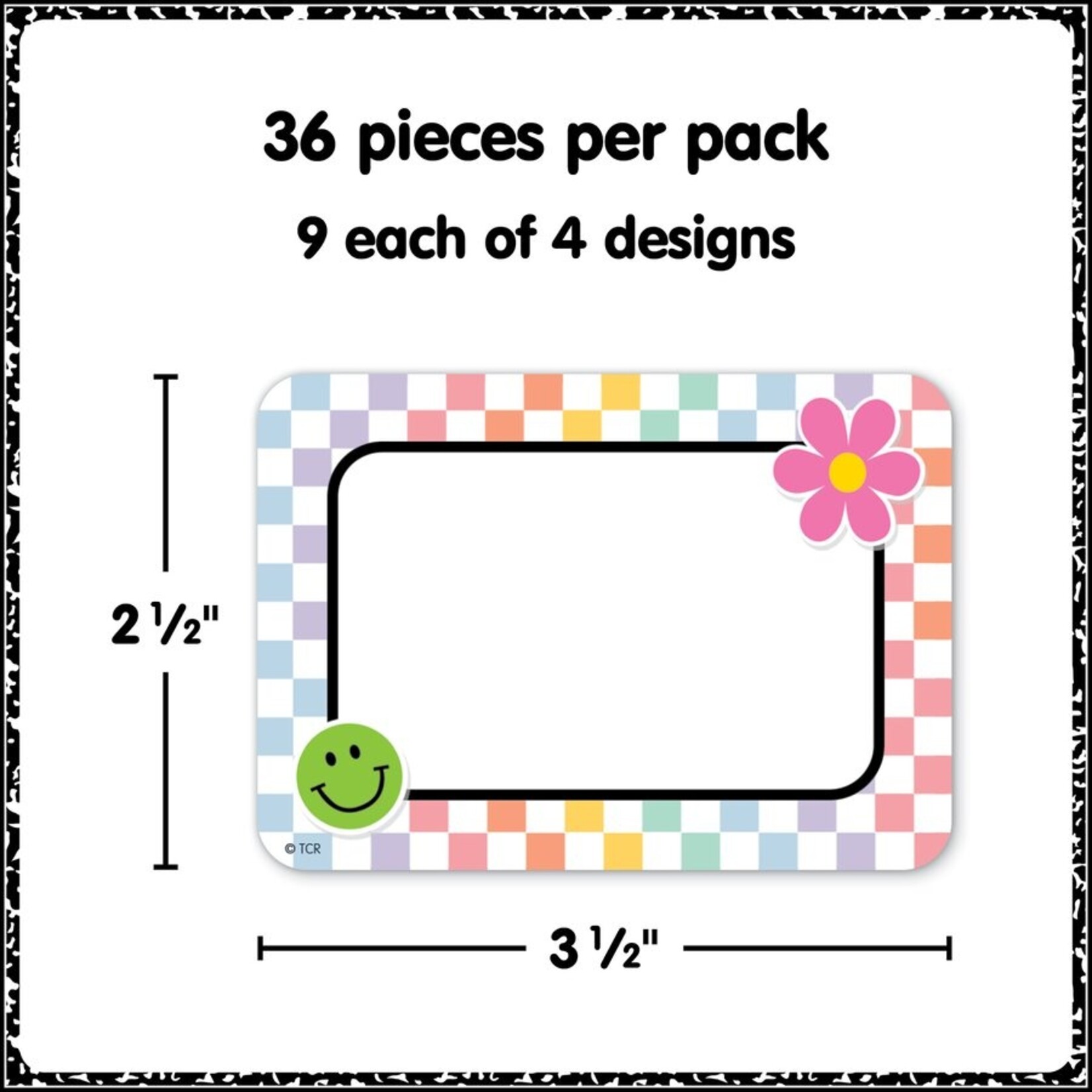 TEACHER CREATED RESOURCES Cool for School Checkers Name Tags/Labels - Multi-Pack