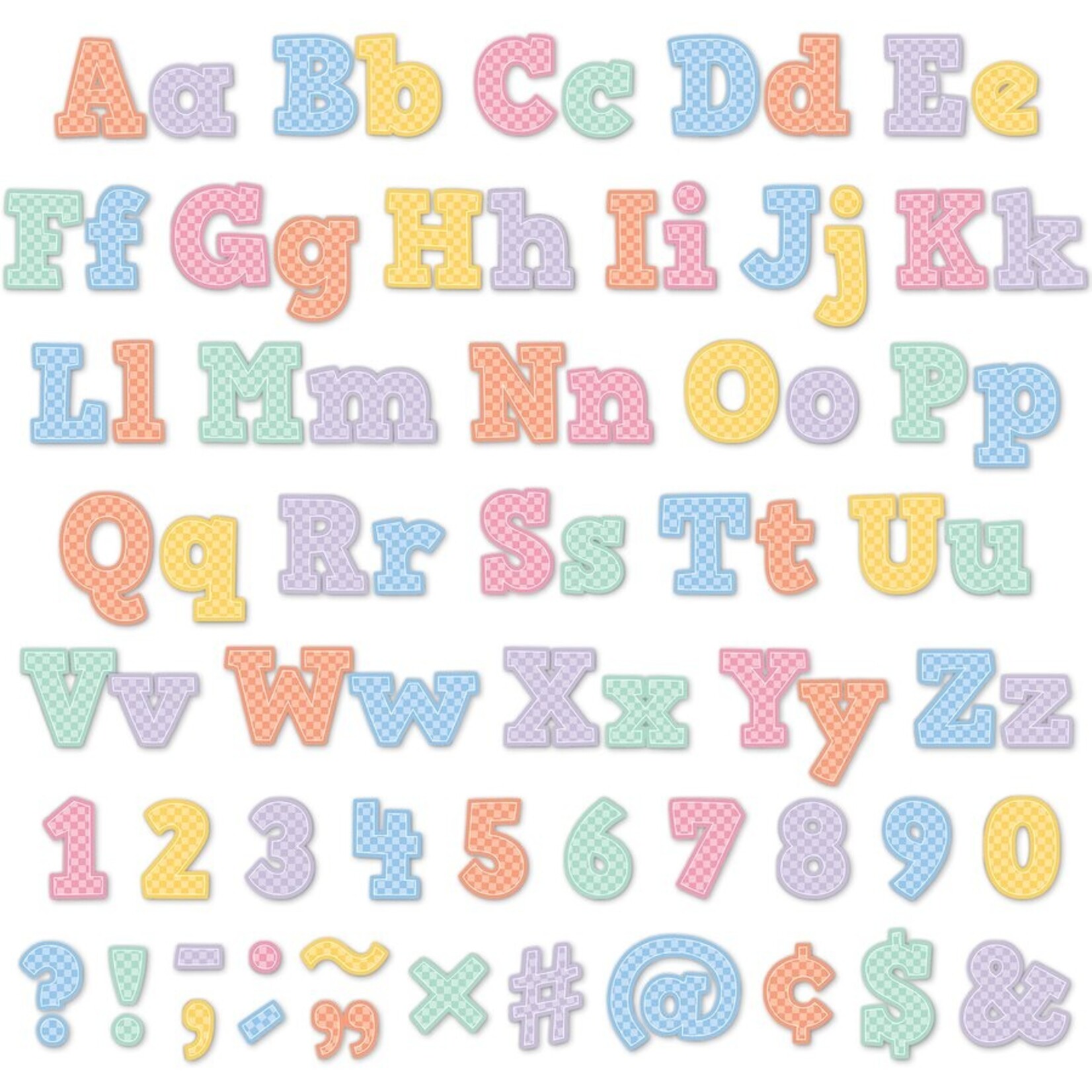 TEACHER CREATED RESOURCES Cool for School Checkers 4" Bold Block Letters Combo Pack