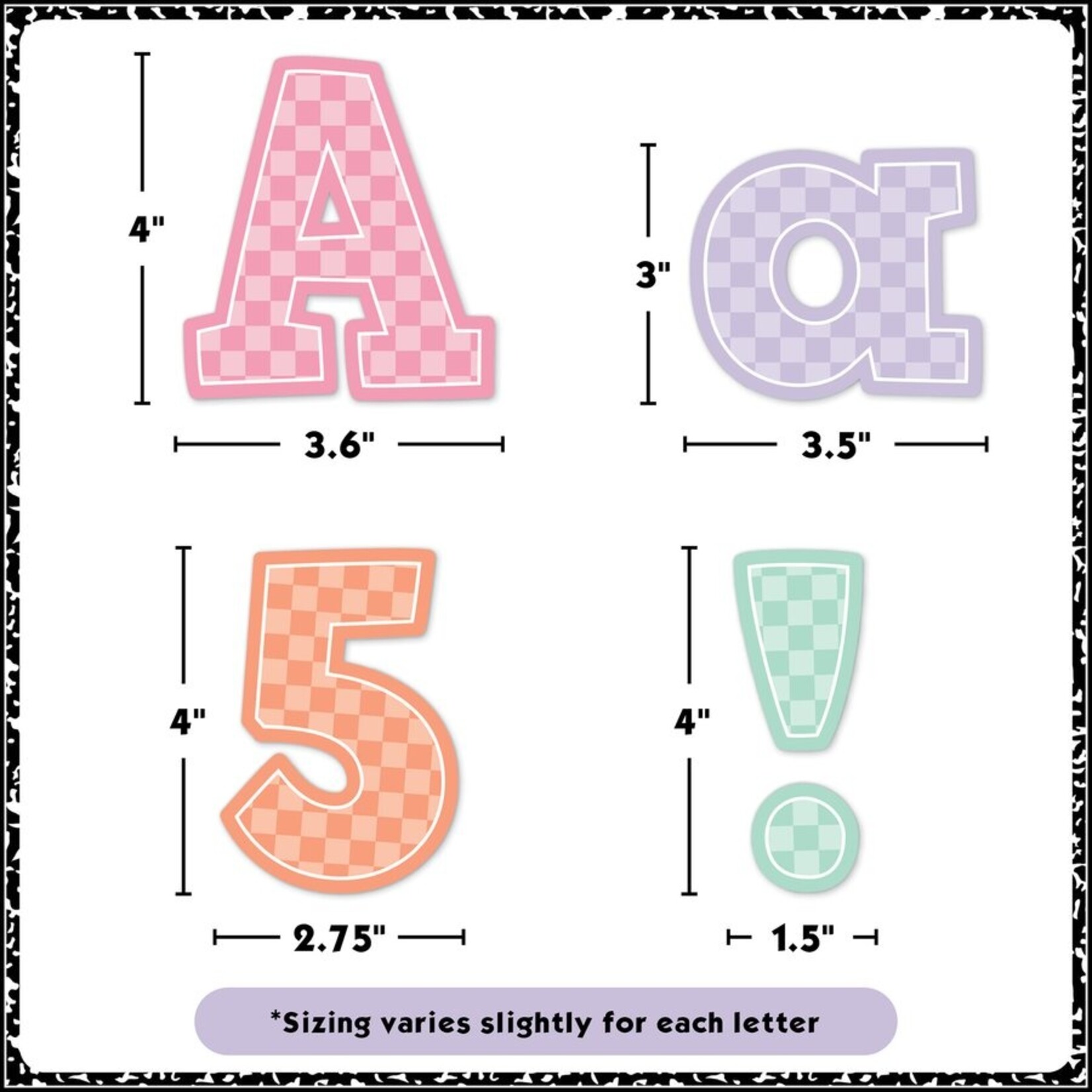 TEACHER CREATED RESOURCES Cool for School Checkers 4" Bold Block Letters Combo Pack