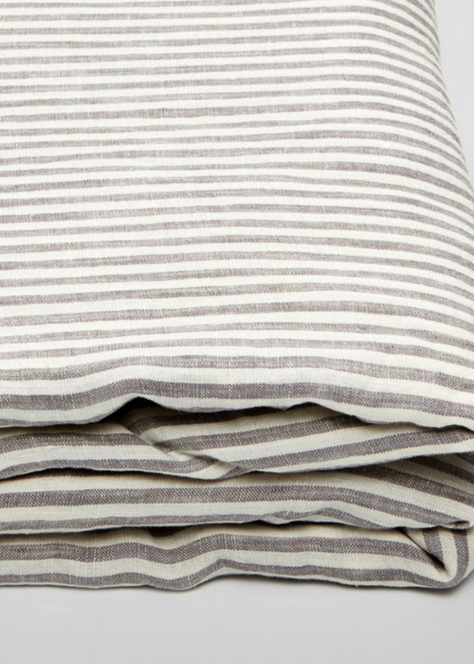 Linen Fitted Sheet in Grey & White Stripe