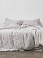 Linen Duvet in Grey & White Stripe