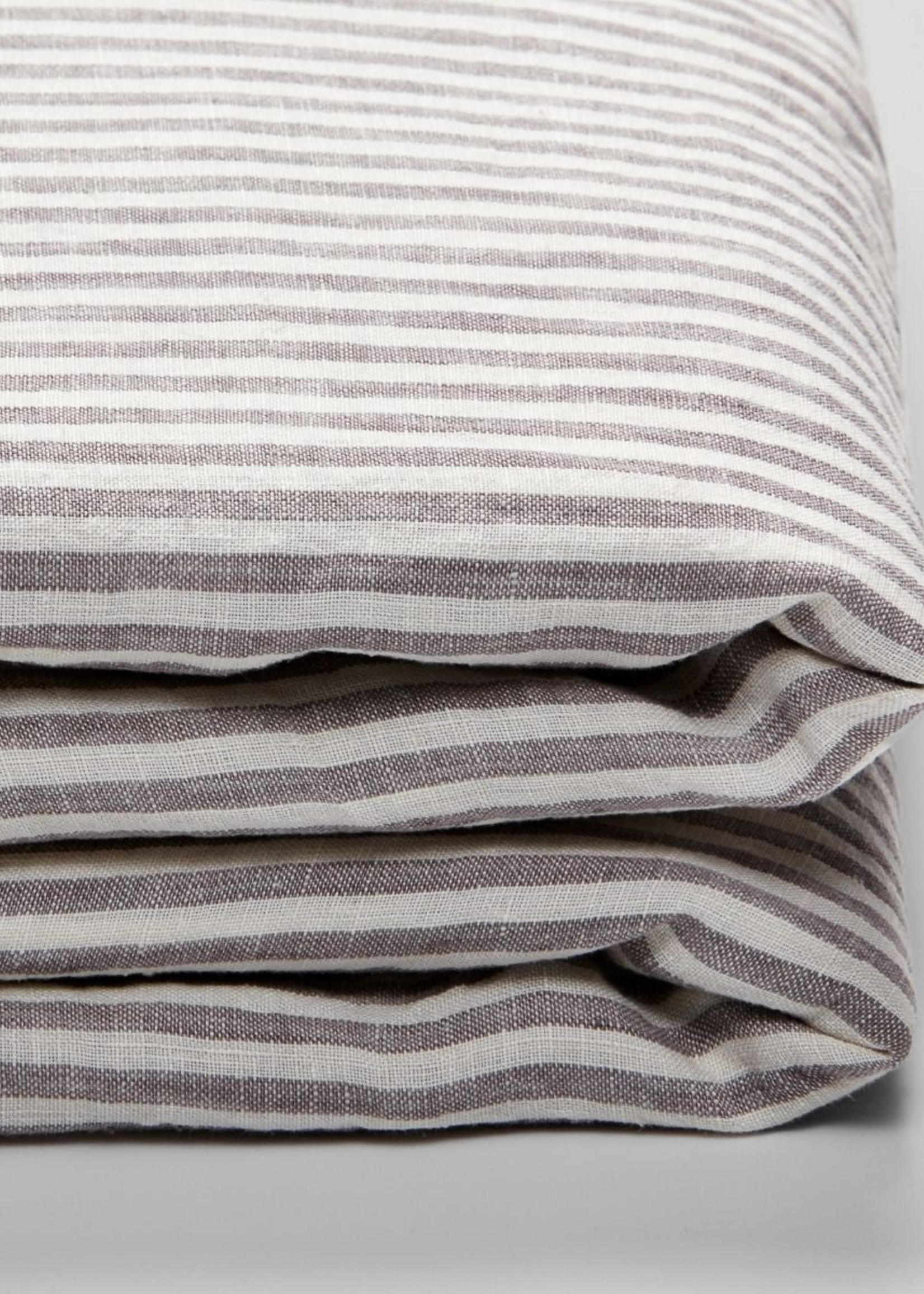 Linen Duvet in Grey & White Stripe