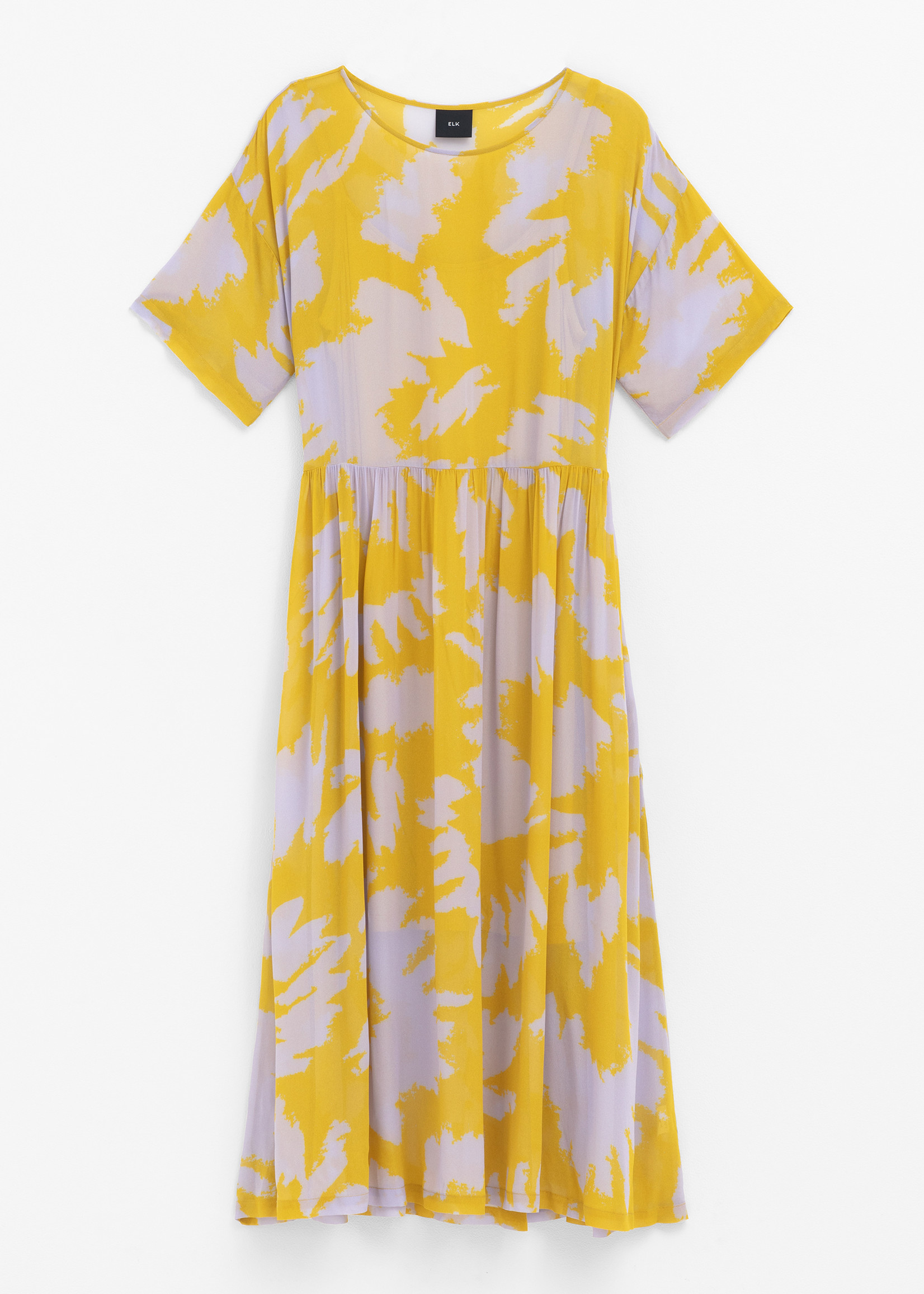 Ravnen Sheer Dress Saffron Naemi Print