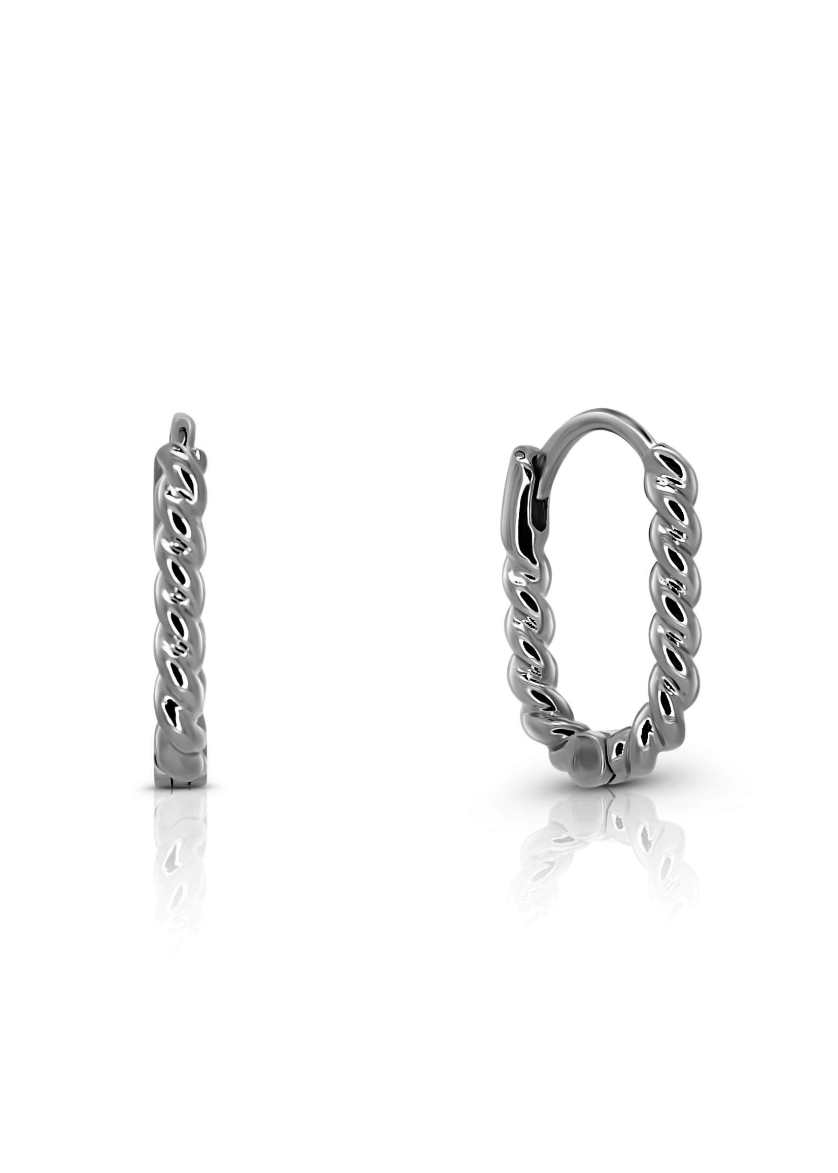 BIANKO Oxford Small Twist Hoop Earrings, Silver