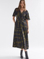 Fletta Dress Olive Warp Check Print
