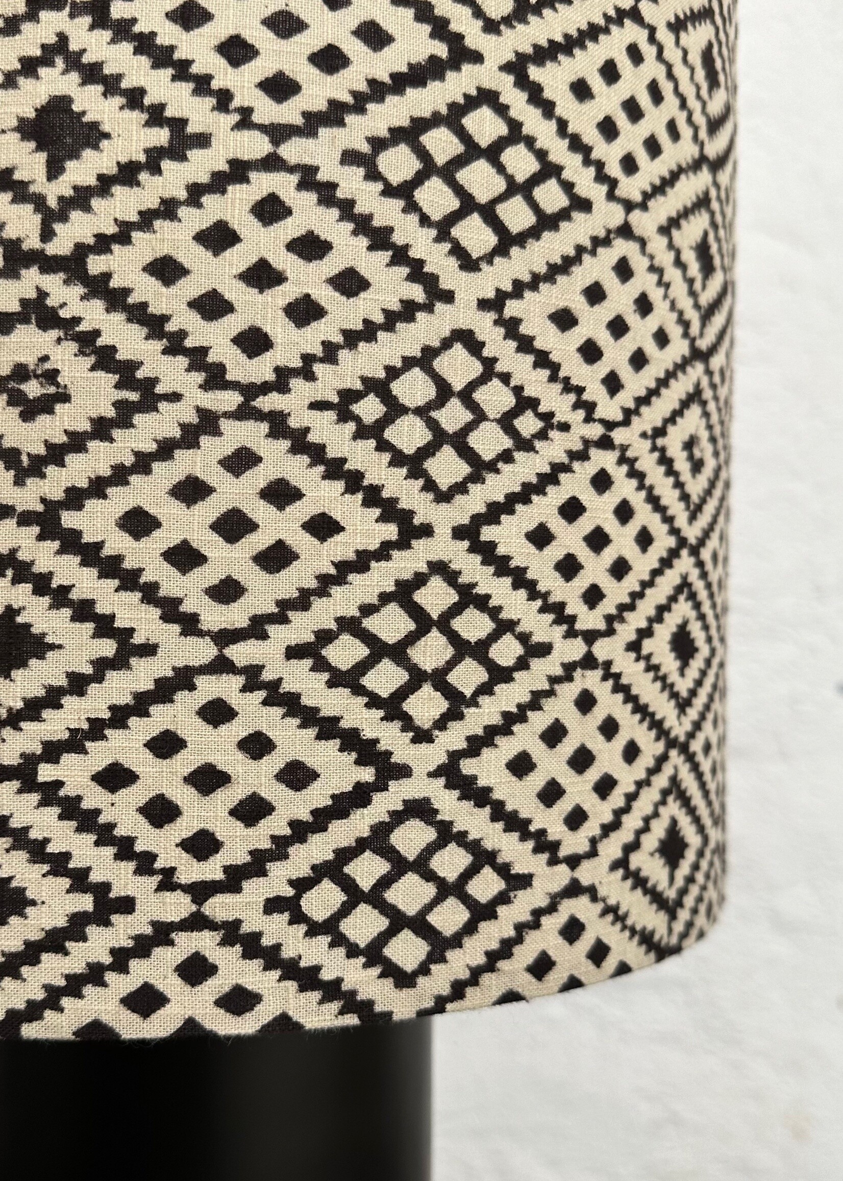 Aztec/Black Lamp        Limited Edition  lamp hand printed fabric  73.5cm