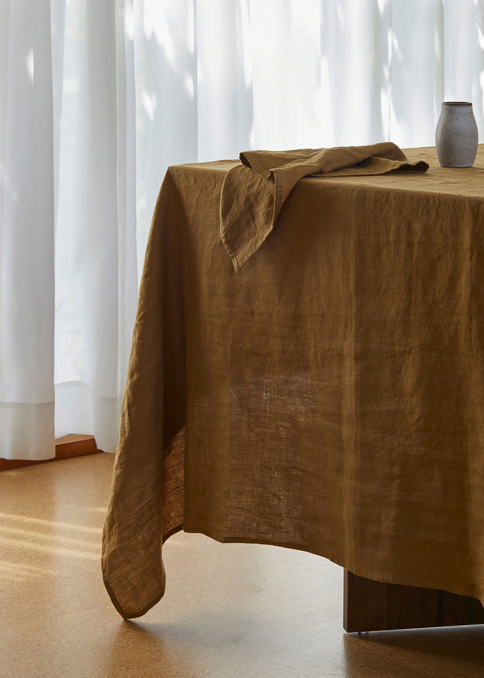 Ochre Linen Tablecloth 155 x 270