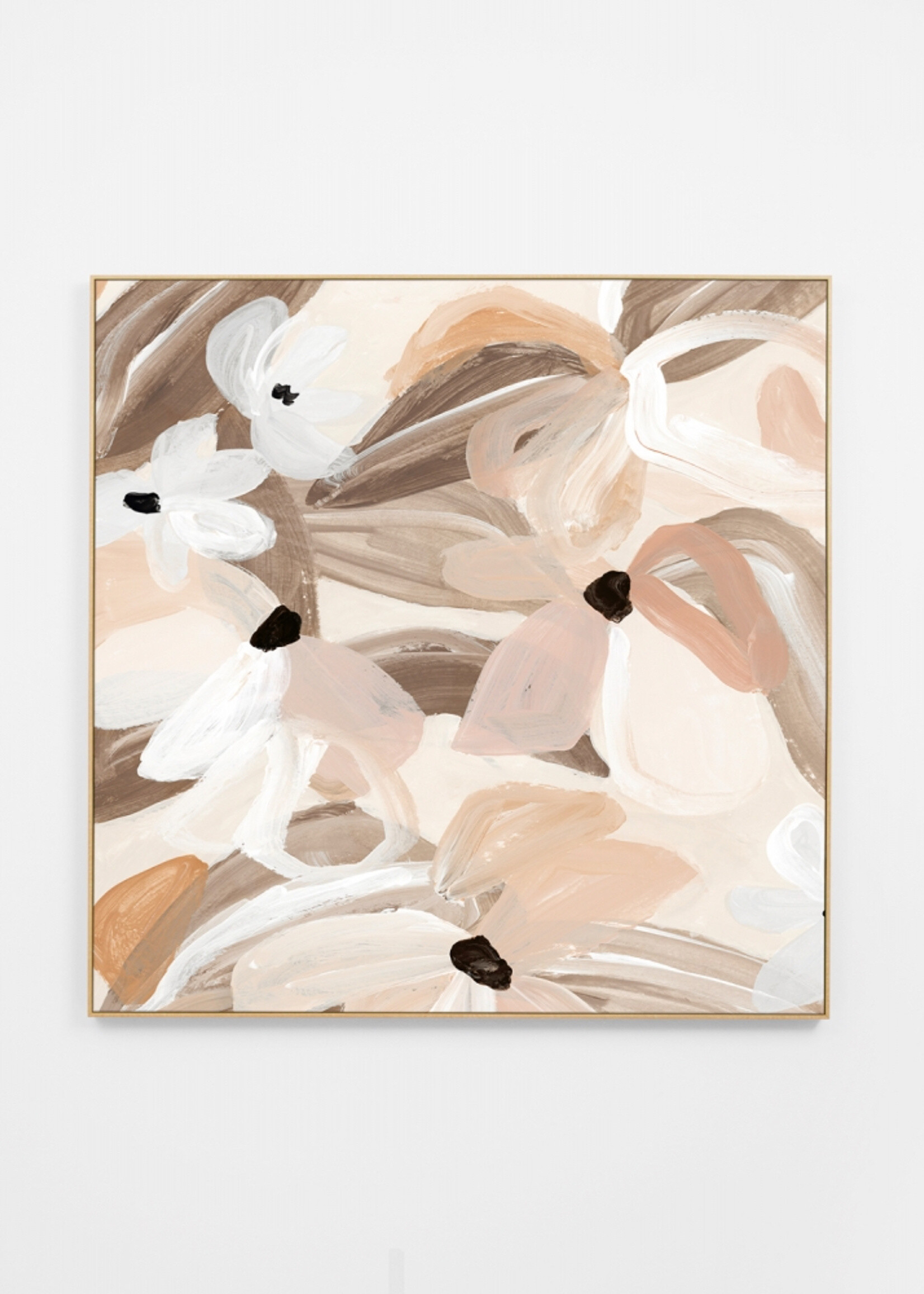 Abstract Daisies Blush Framed Canvas