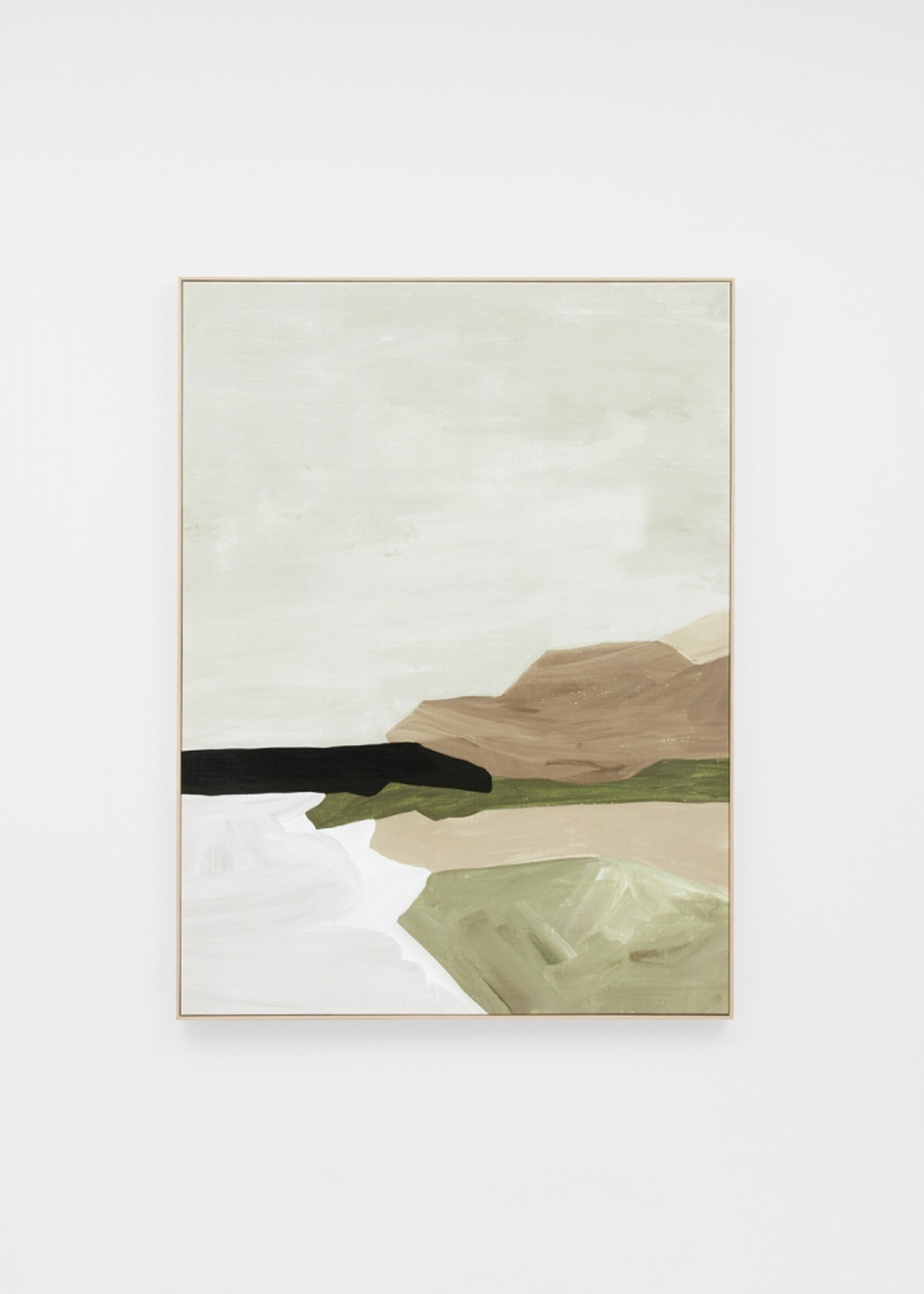 Tranquil Coastline Olive Framed Canvas