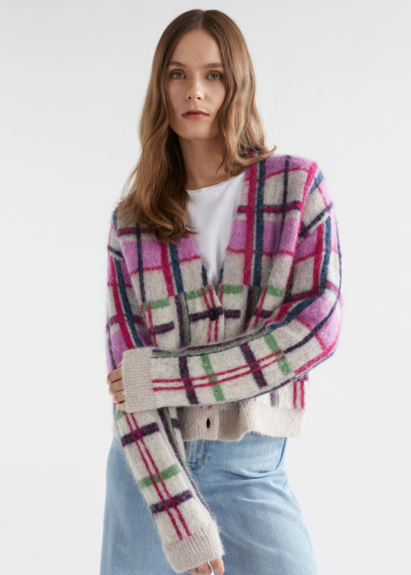 Ostti Cardigan New Navy Check