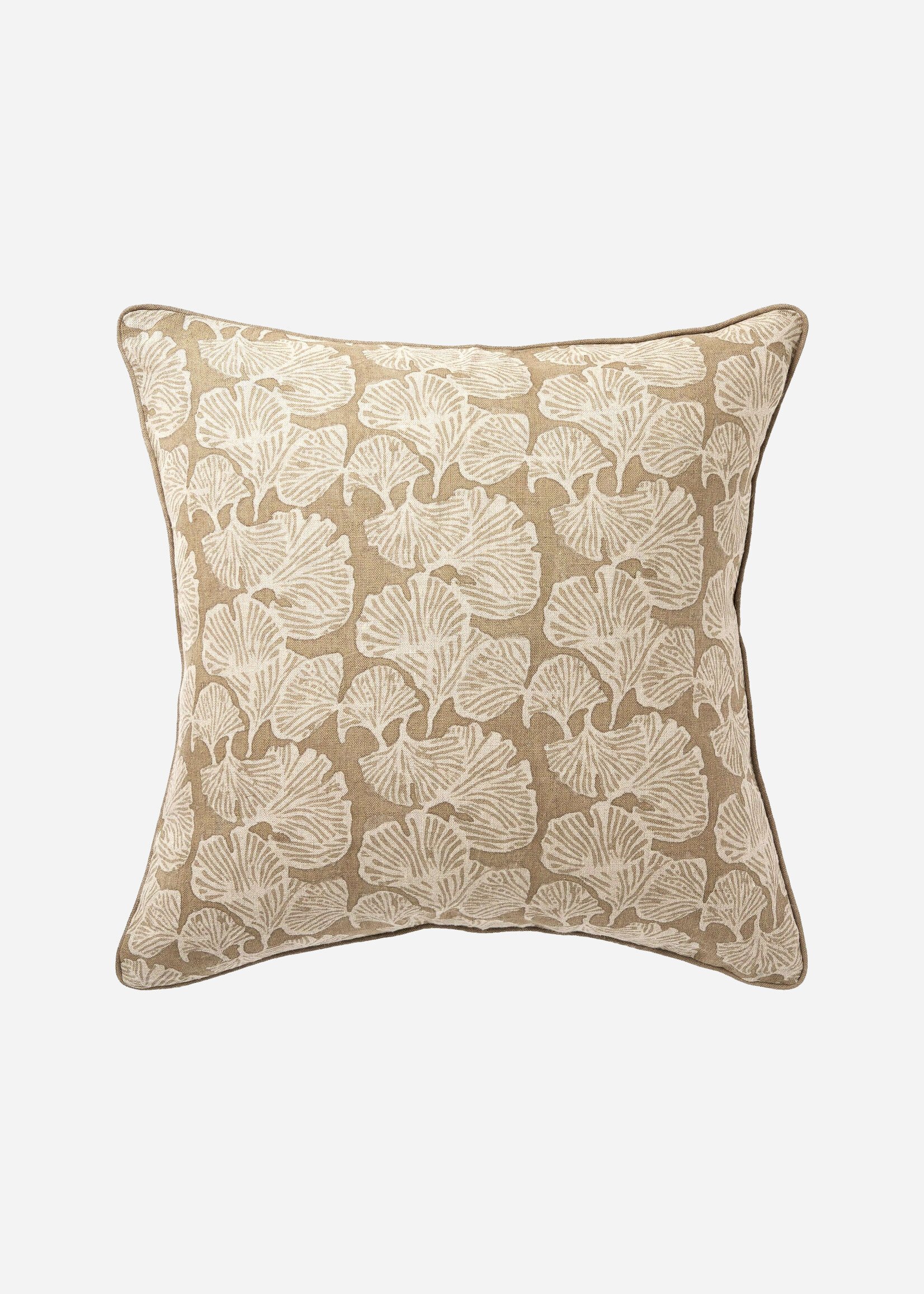 Gingko Linen Cushion in Mocha