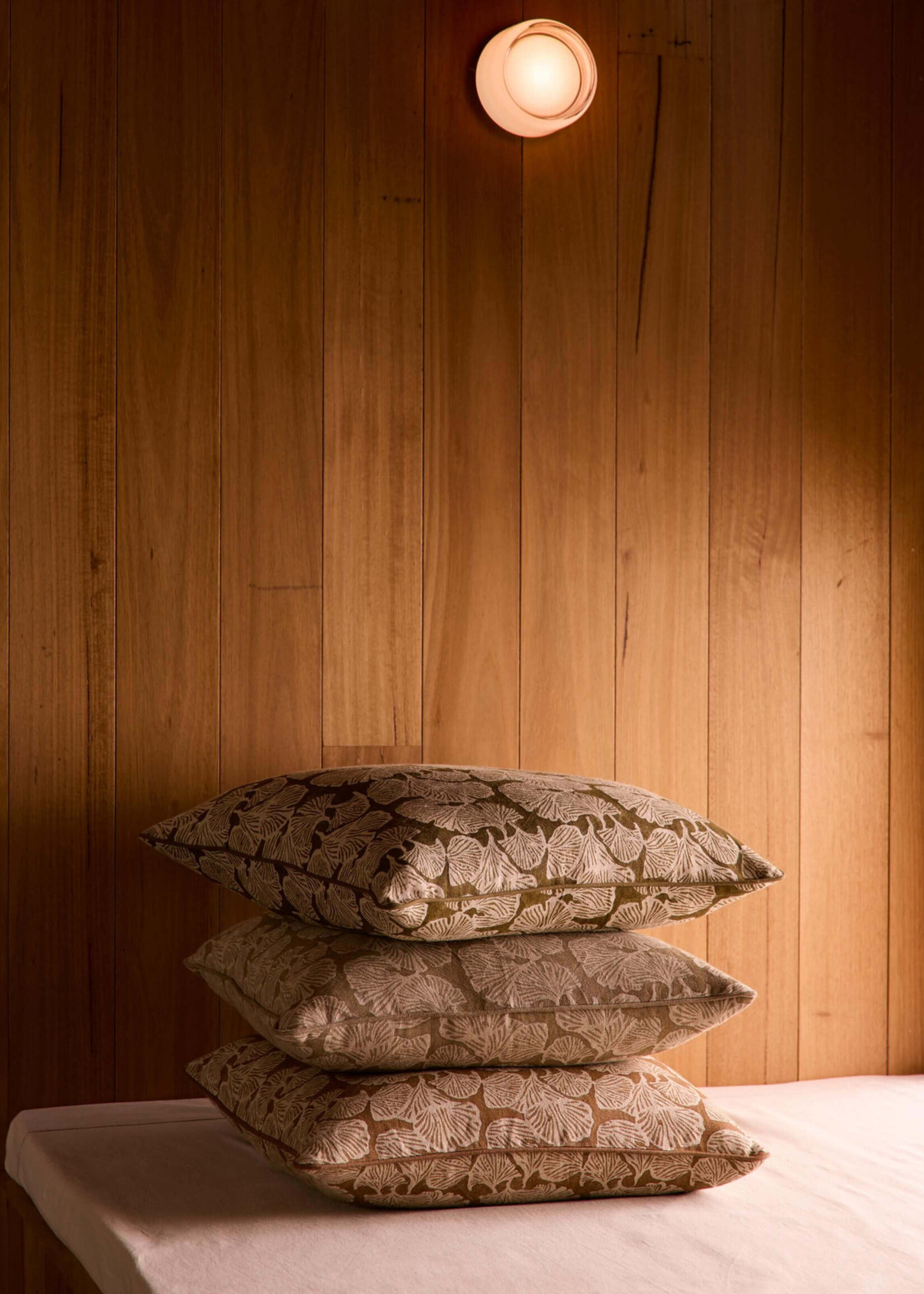 Gingko Linen Cushion in Mocha