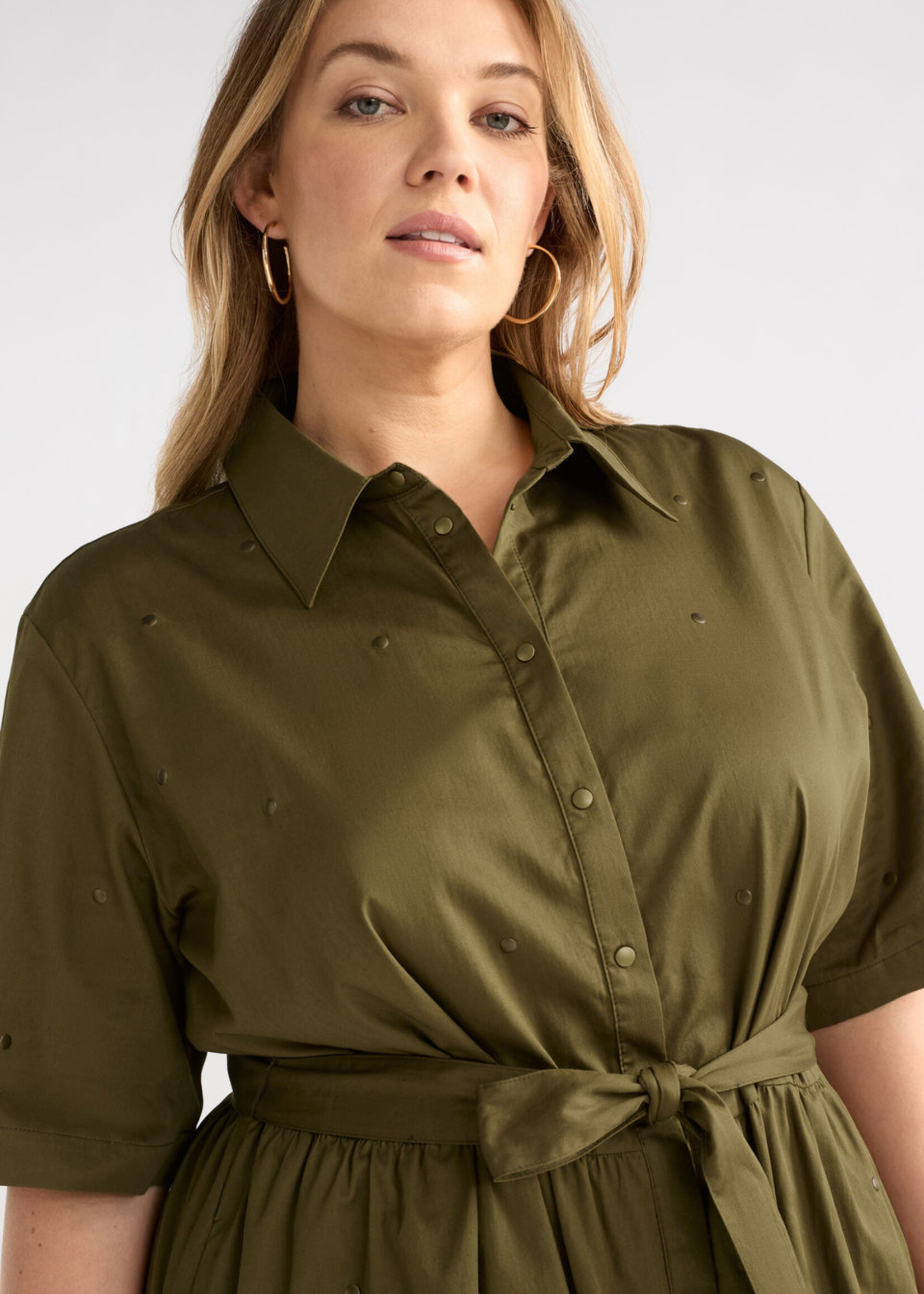 Stuud Long Shirt Dress Olive