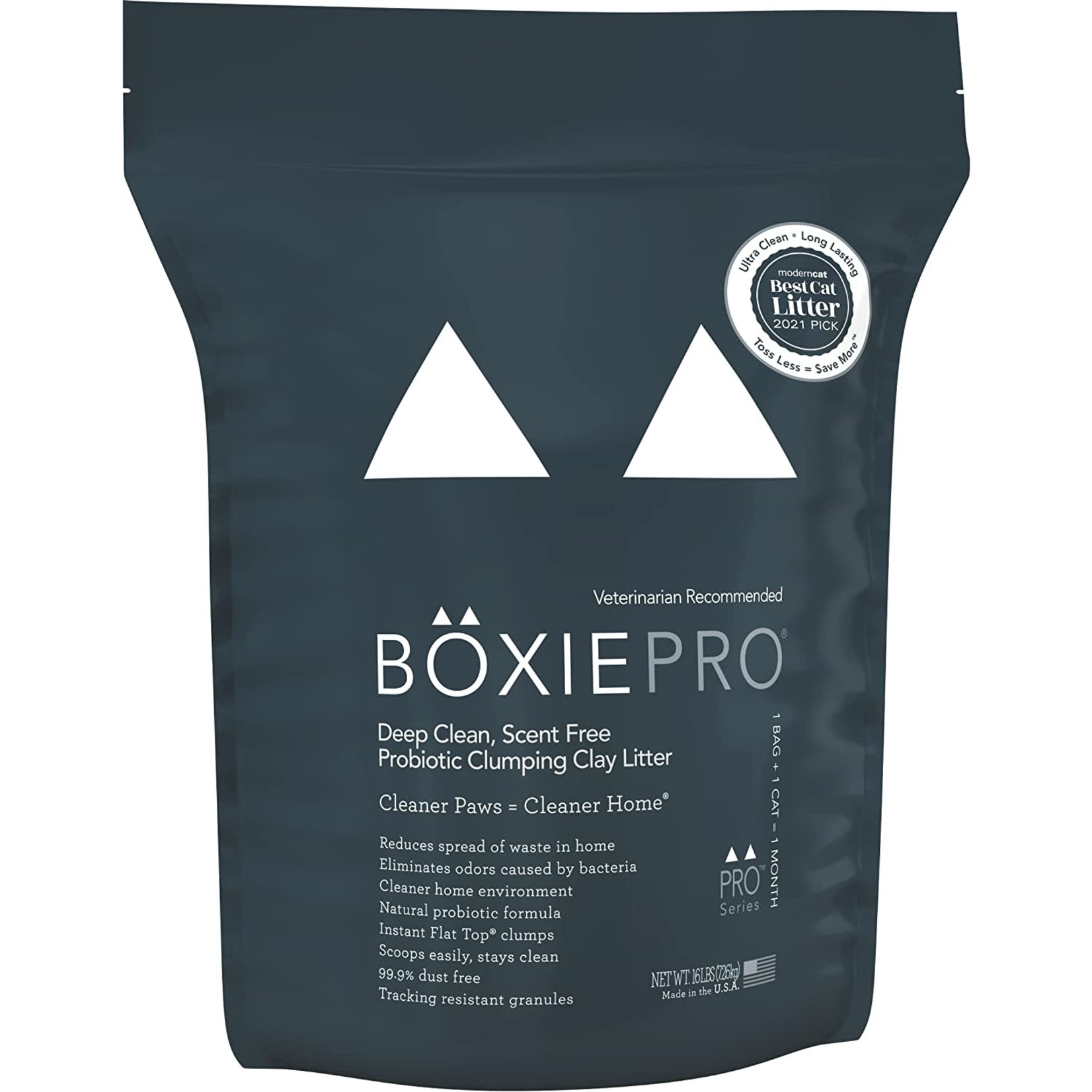 BoxiePro Deep Clean Scent Free Probiotic Clumping Cat Litter 16lb