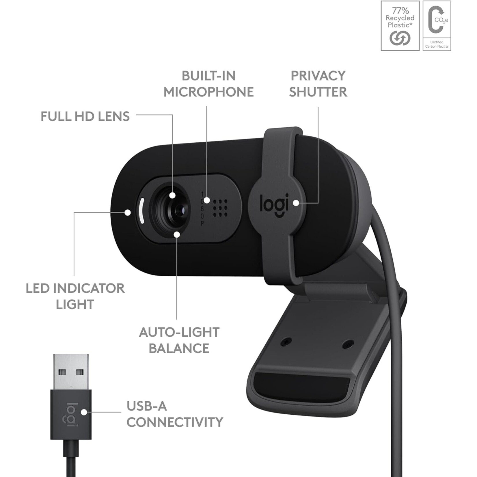 Logitech Brio 101 Full HD 1080p Webcam Showtime Computer