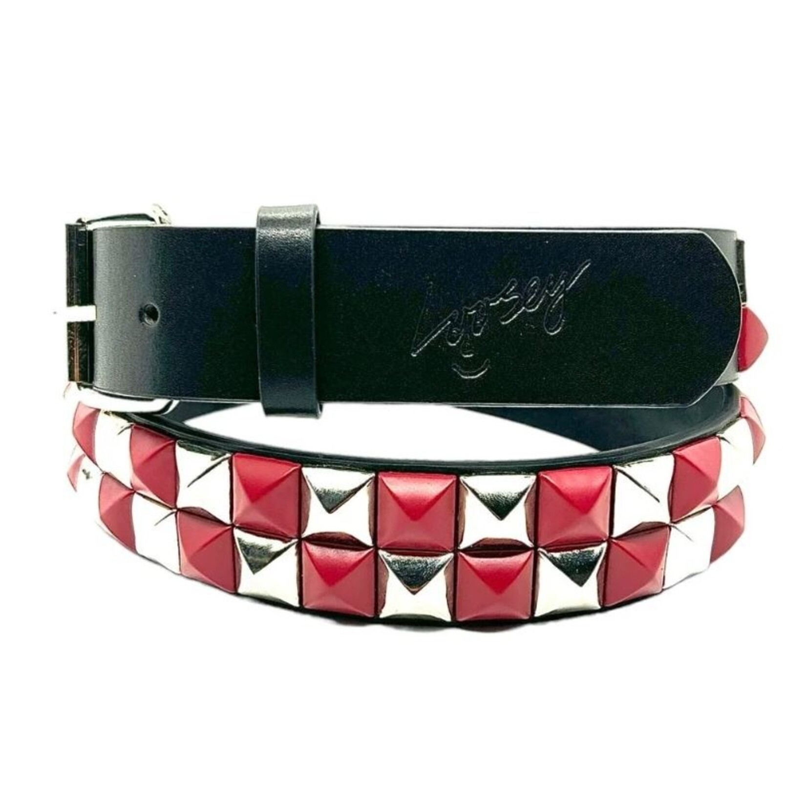 Loosey Loves You Loosey - Red Checkered Studded Belt
