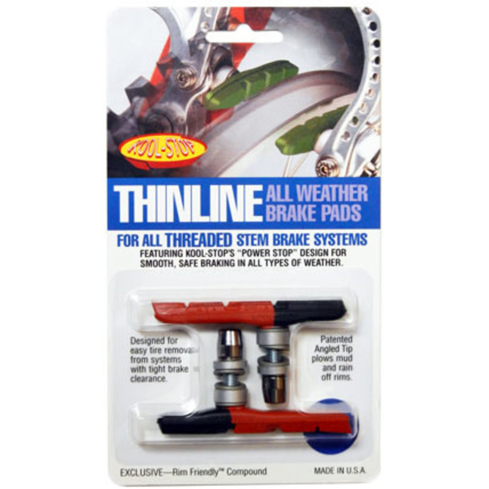 KOOL-STOP Kool Stop Thinline Threaded V-Brake Brake Pads, Pair