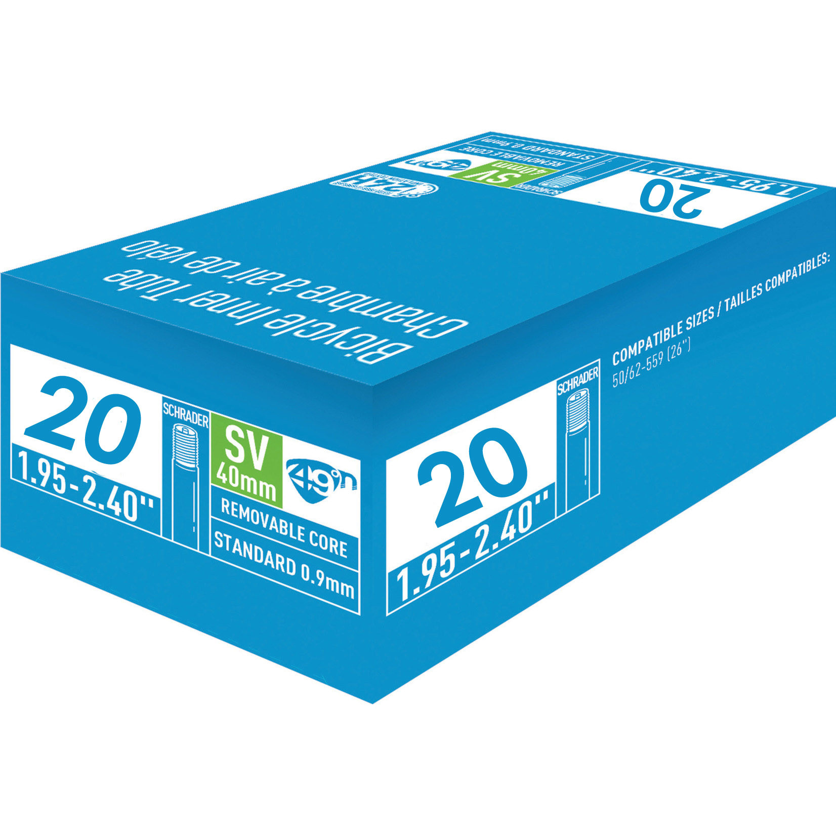 49N 49N  20" (406) x 1.95-2.4" Inner Tube, Schrader 40mm