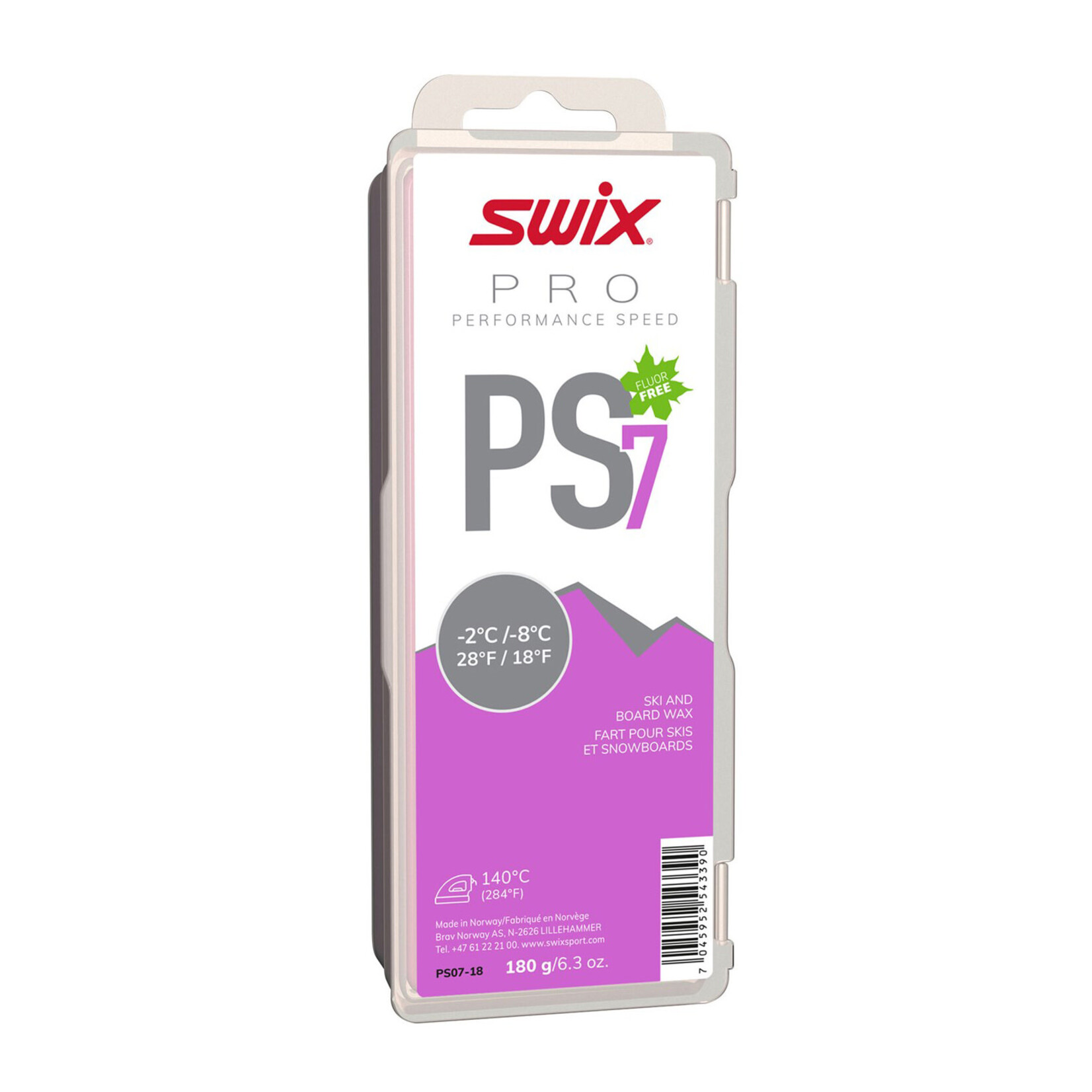 SWIX Swix PS7 Violet Pure Performance Speed Glide Wax -2C/-8C, 180g