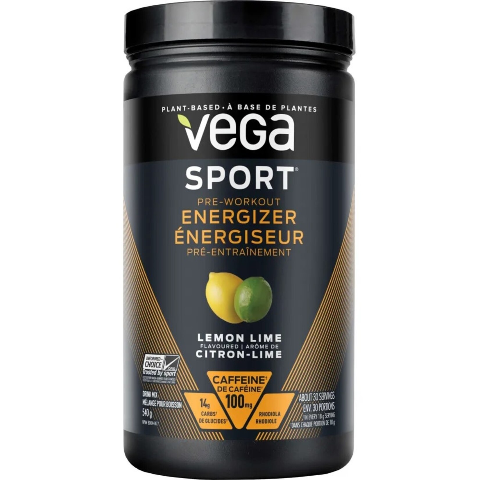 Vega Vega Sport Pre Workout Energizer Lemon Lime Flavor 30 Servings 540g
