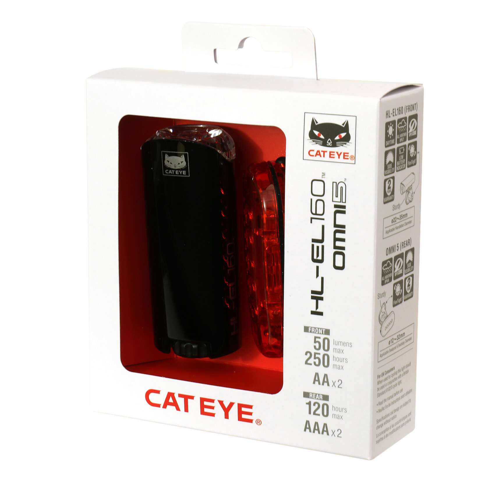 CATEYE CatEye HL-EL160 & Omni 5 Light Set, 50/5 Lumens