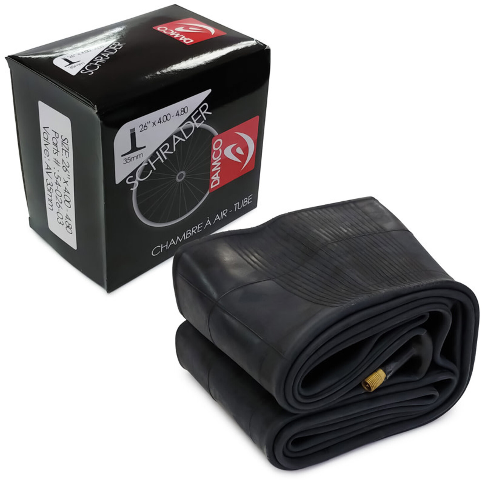 DAMCO Damco 26" (559) x 4.00 - 4.80" Fat Inner Tube, Schrader 35mm