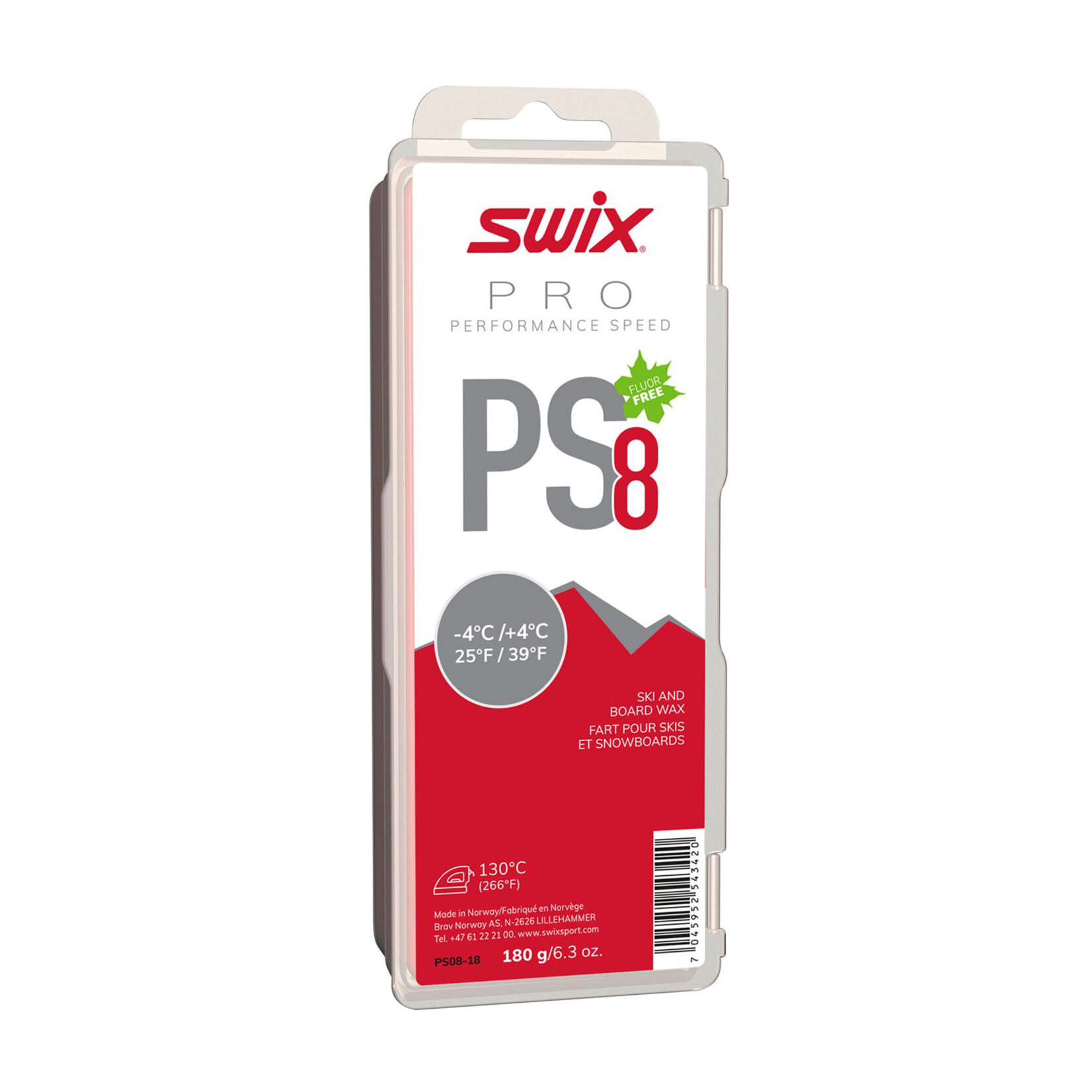 SWIX Swix PS8 Red Pure Performance Speed Glide Wax +4C/-4C, 180g