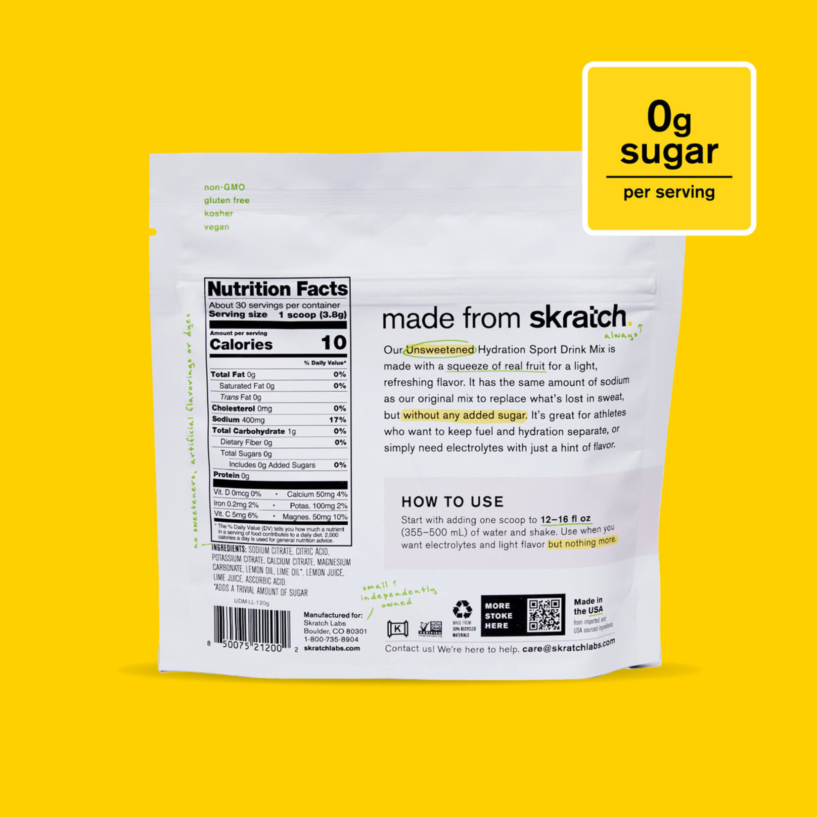 Skratch Labs Skratch Labs Unsweetened Hydration Sport Drink Mix 120g Bag