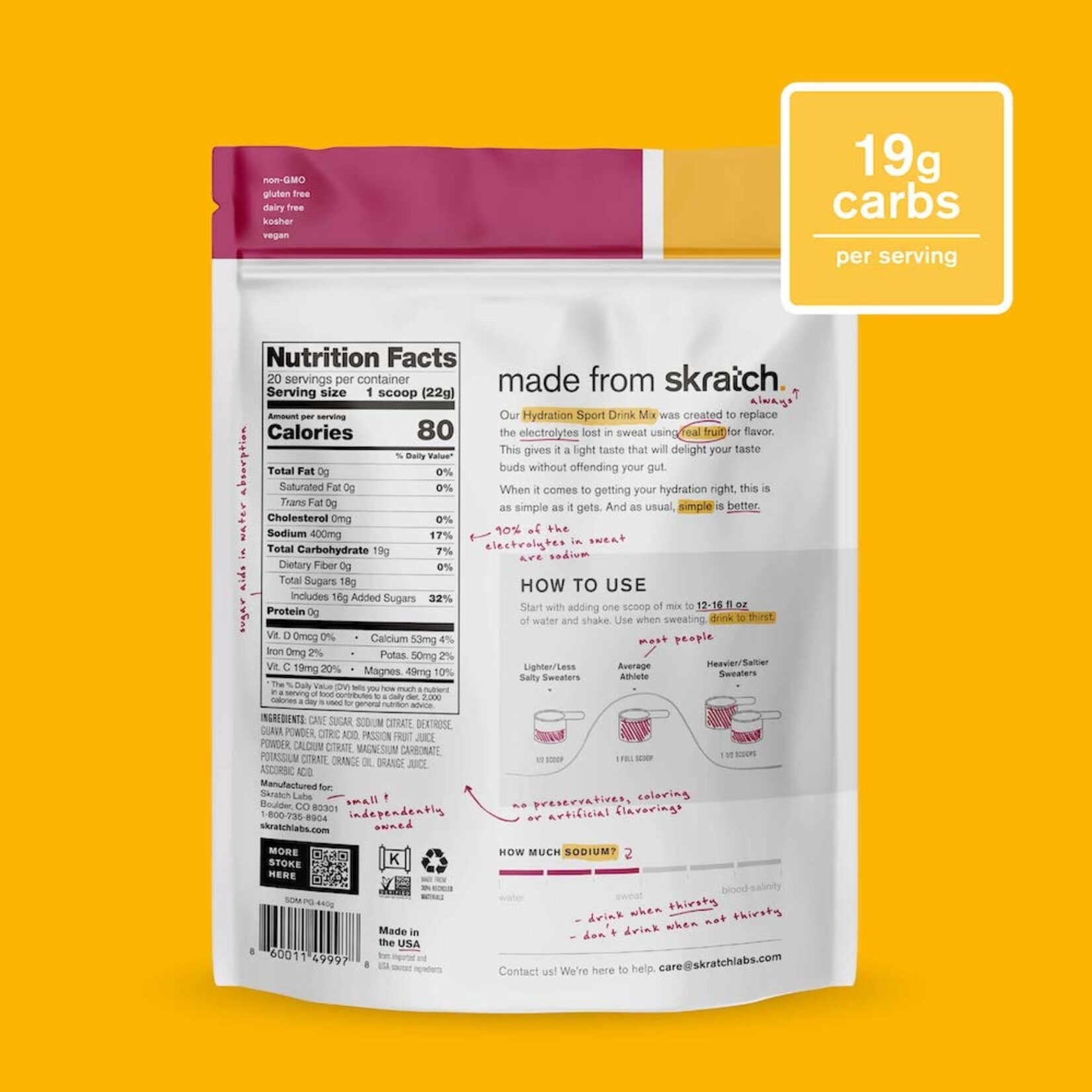 Skratch Labs Skratch Labs Hydration Sport Drink Mix 440g Bag