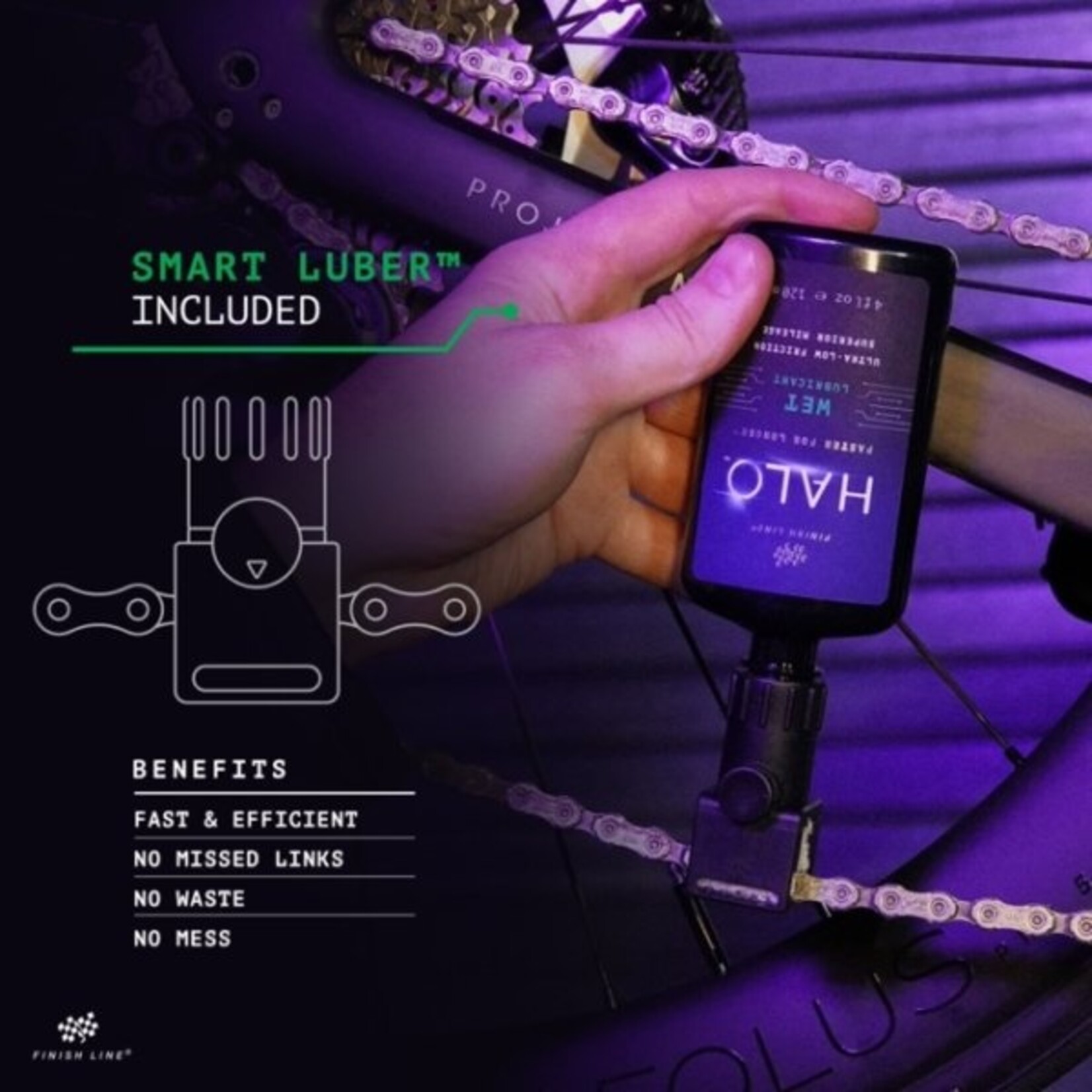 FINISH LINE Finish Line HALO Wet Lube Bottle and Tool Set - 120ml