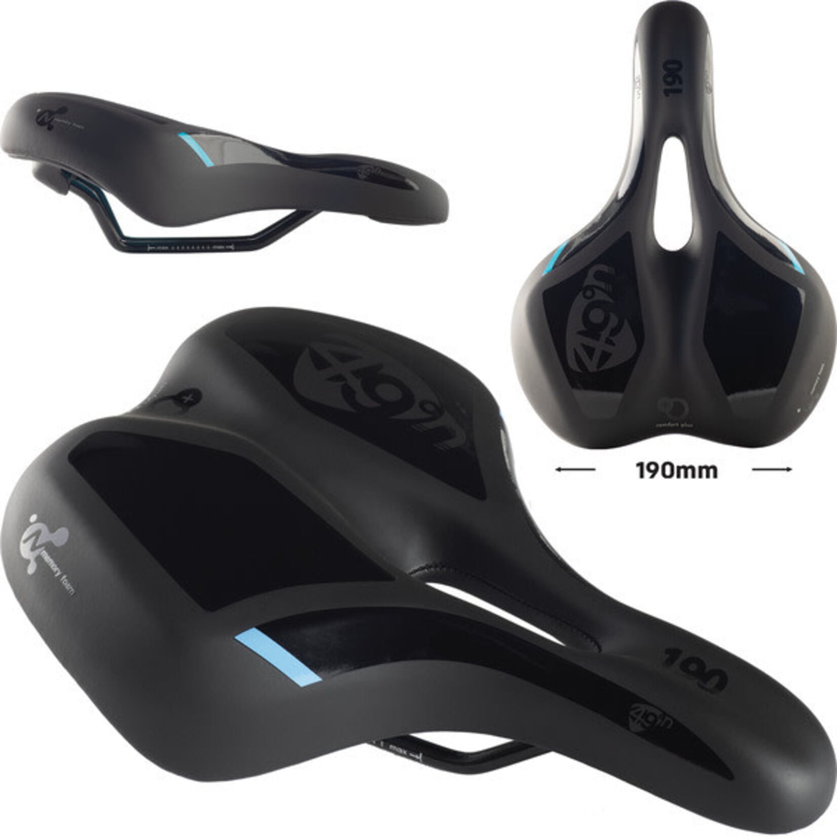 49N 49N Formfit Ergo Memory Foam Unisex Saddle, 265mm x 190mm