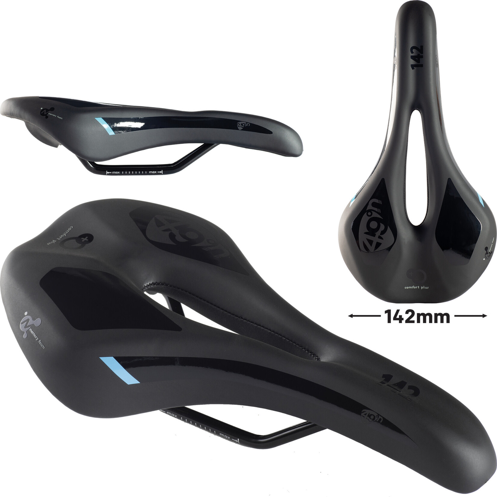 49N 49N Formfit Ergo Memory Foam Unisex Saddle, 272mm x 142mm