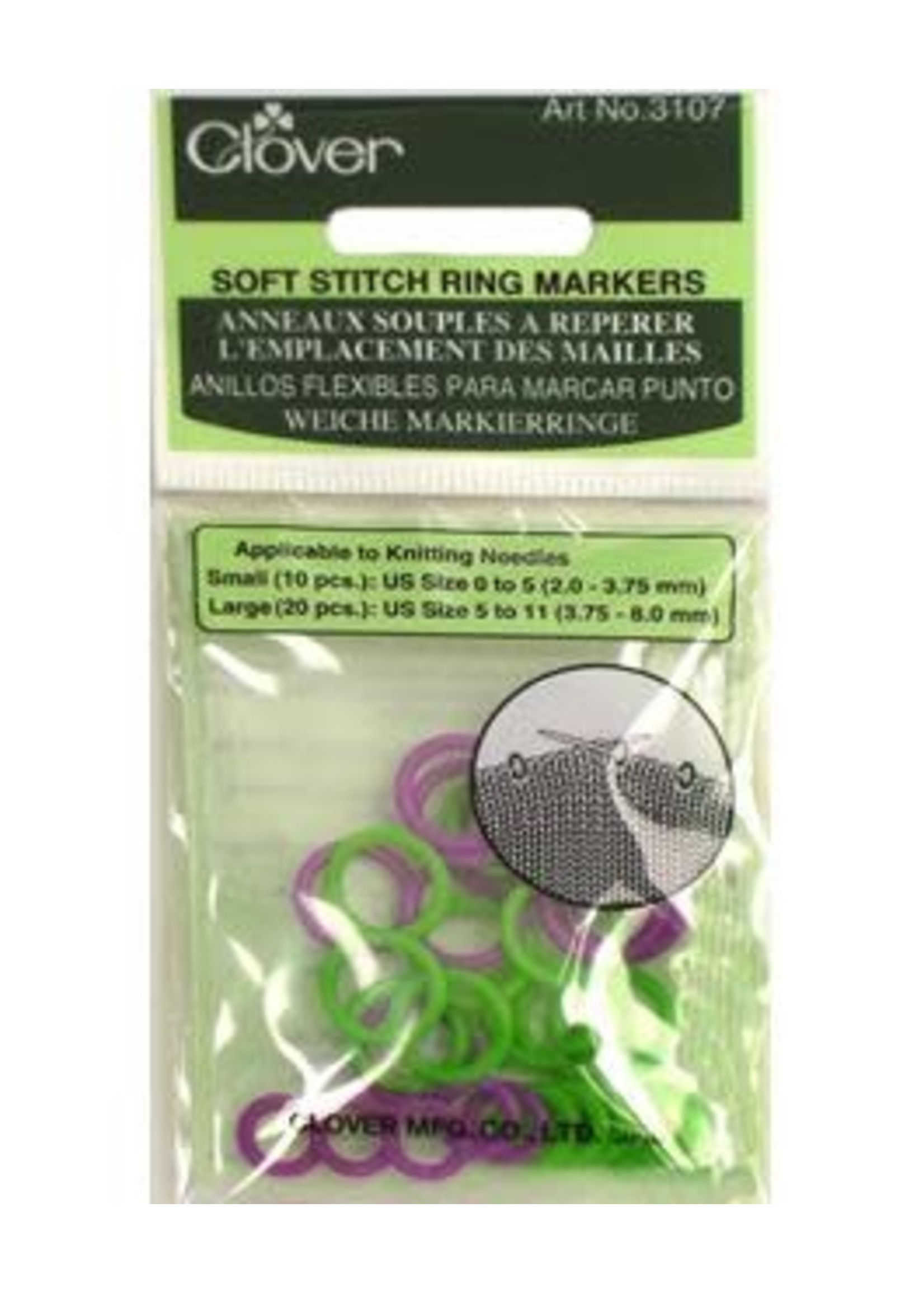 Clover Stitch Markers Soft Ring 30pc