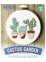 Leisure Arts Kit Make In A Weekend Embroidery 6" Cactus Garden