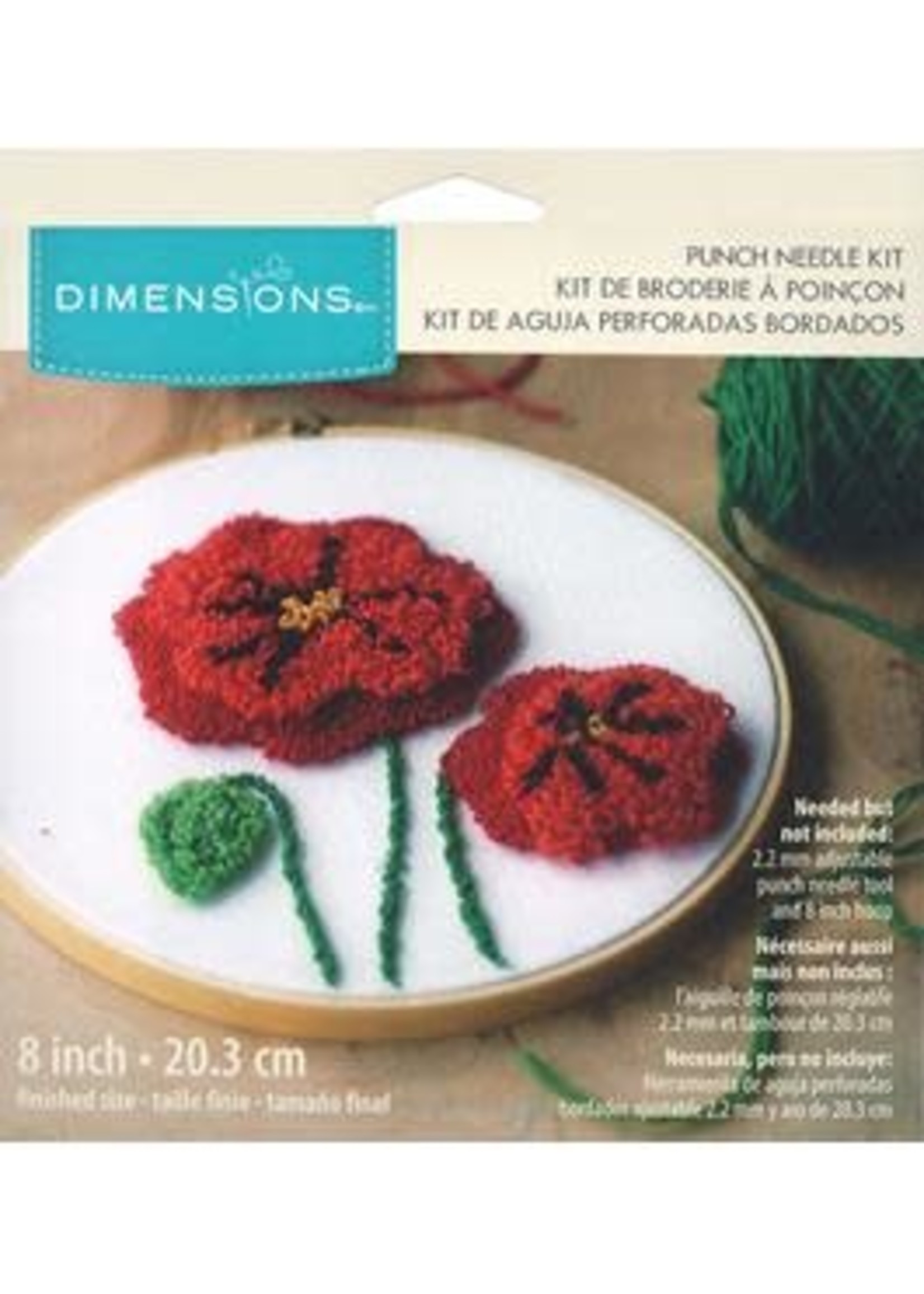 Dimensions Punch Needle Kit 8" Poppies