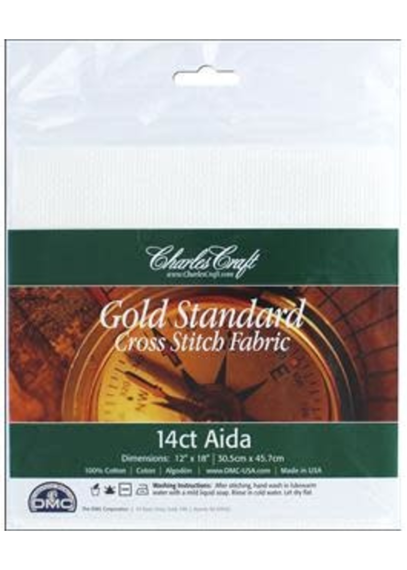Charles Craft Aida 14ct Gold Standard 12x18" Package White