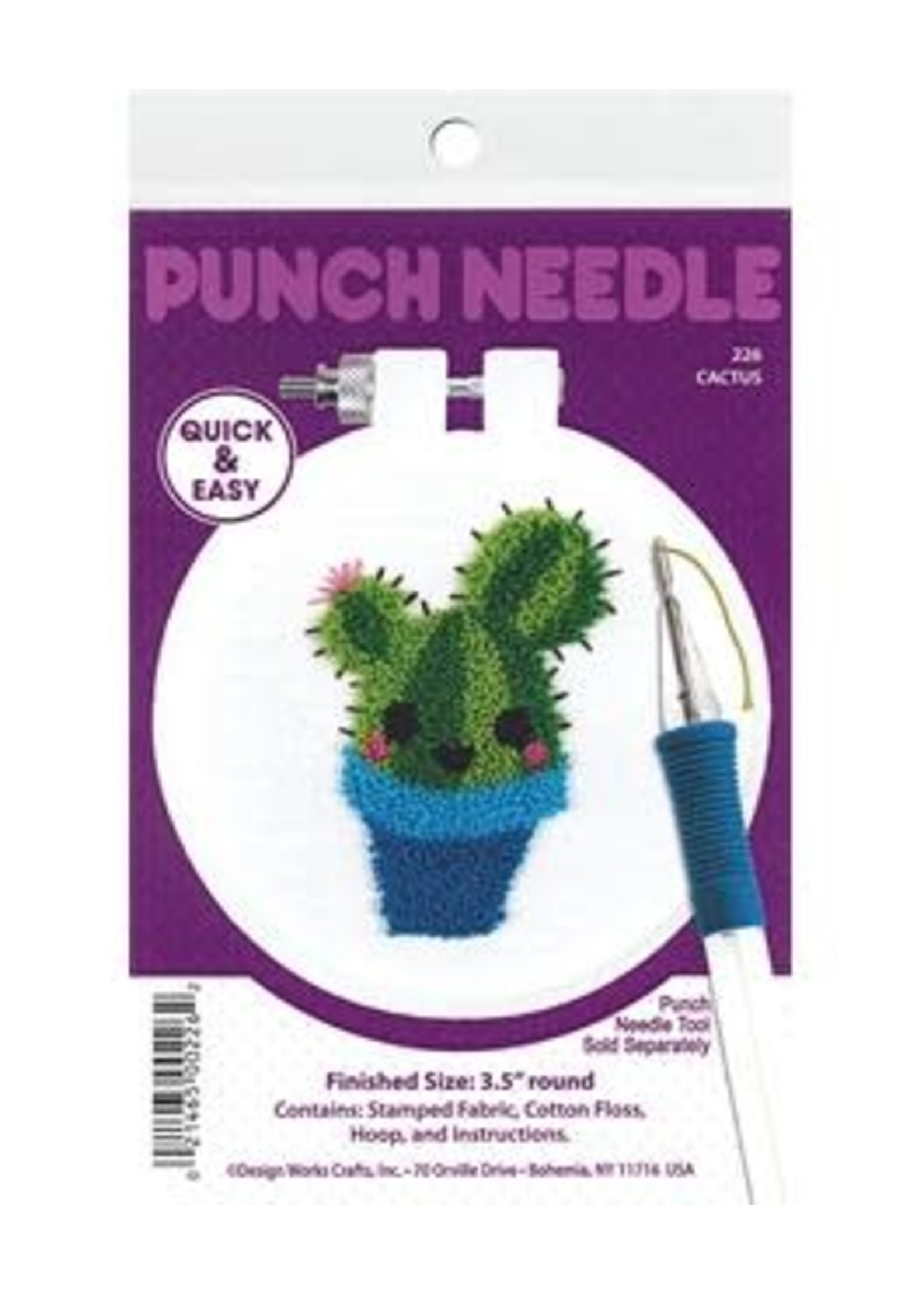 Design Works Kit Punch Needle 3.5" Cactus