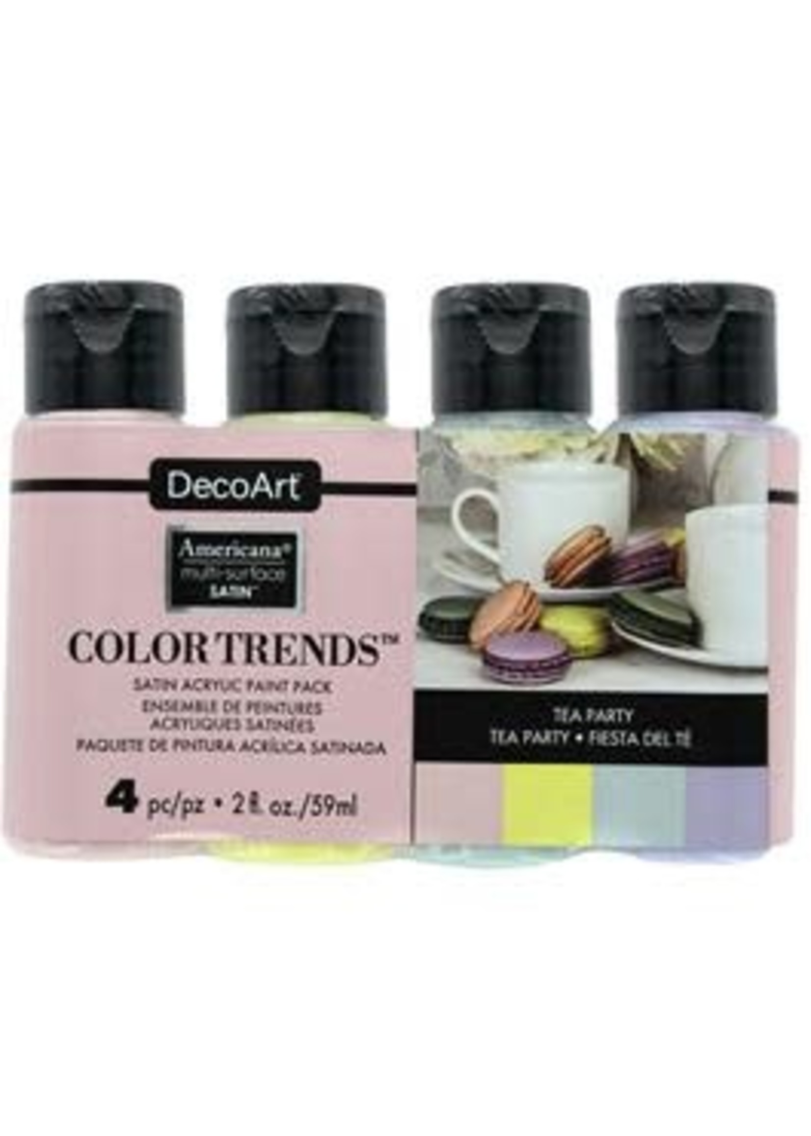 DecoArt Multi Surface Acrylic Paint Satin Tea Party 4pc