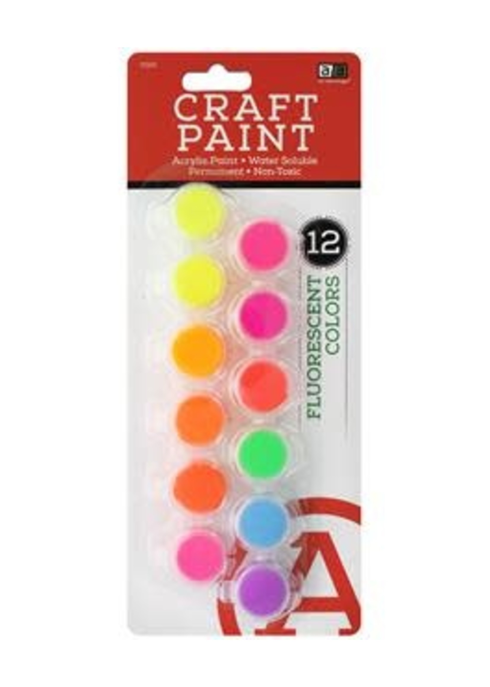 Art Advantage Acrylic Paint Pot Fluorescent 12pc