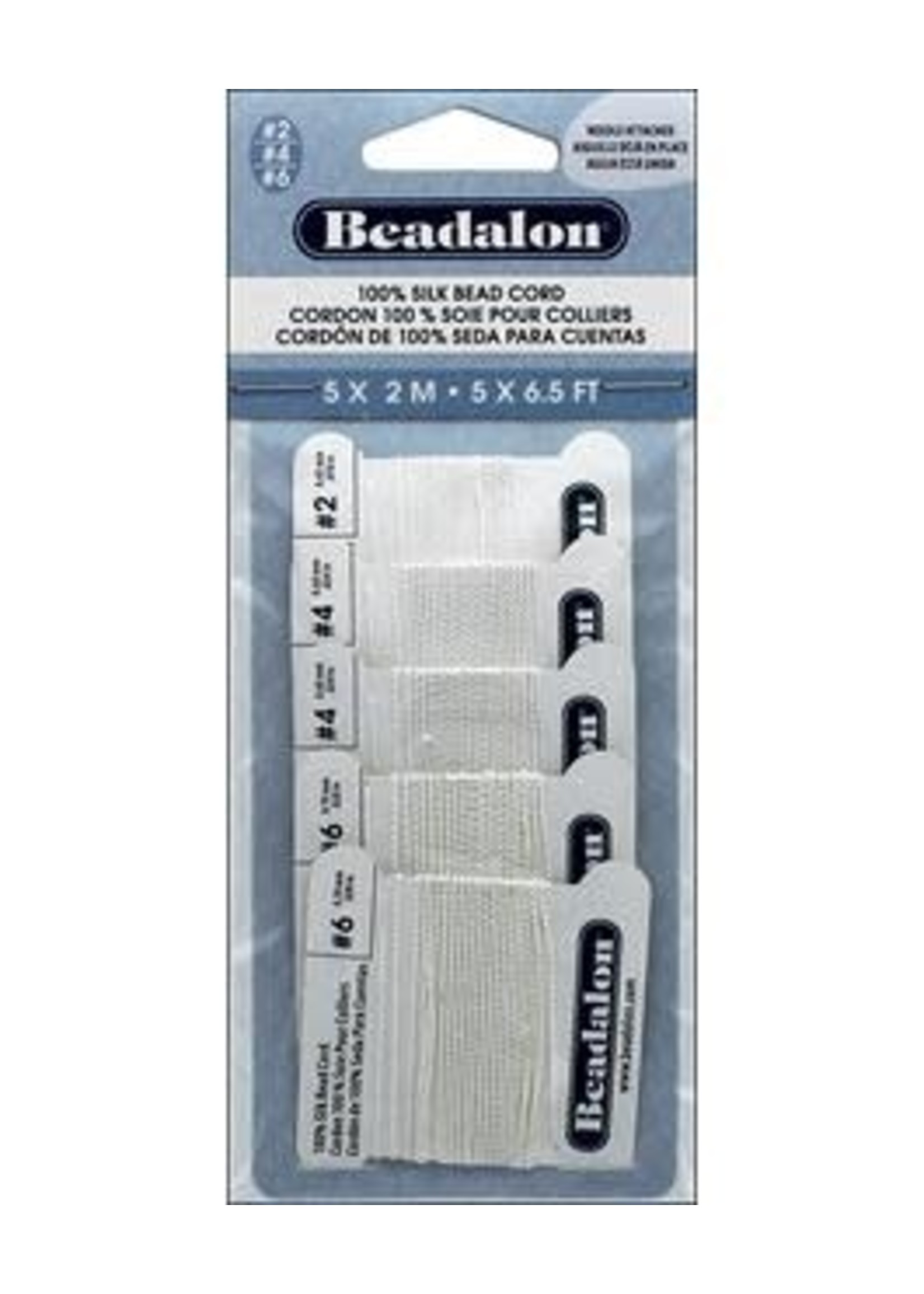 Beadalon Cord Assorted Sizes White 5pc