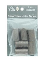 Solid Oak Make-rame Antiqued Coppery Metal Tubes Large 6pc