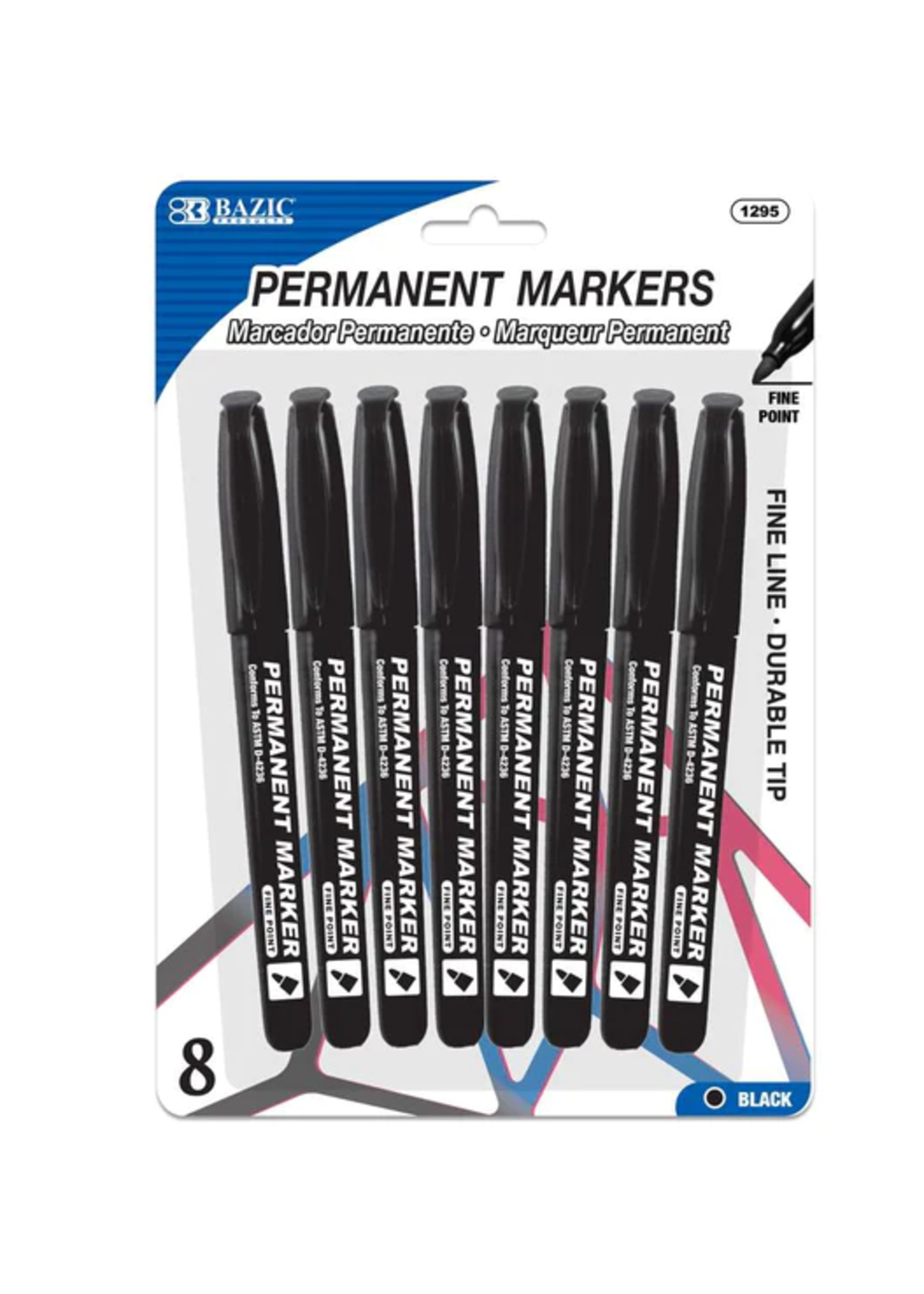 Bazic Permanent Marker Fine Black 8pc